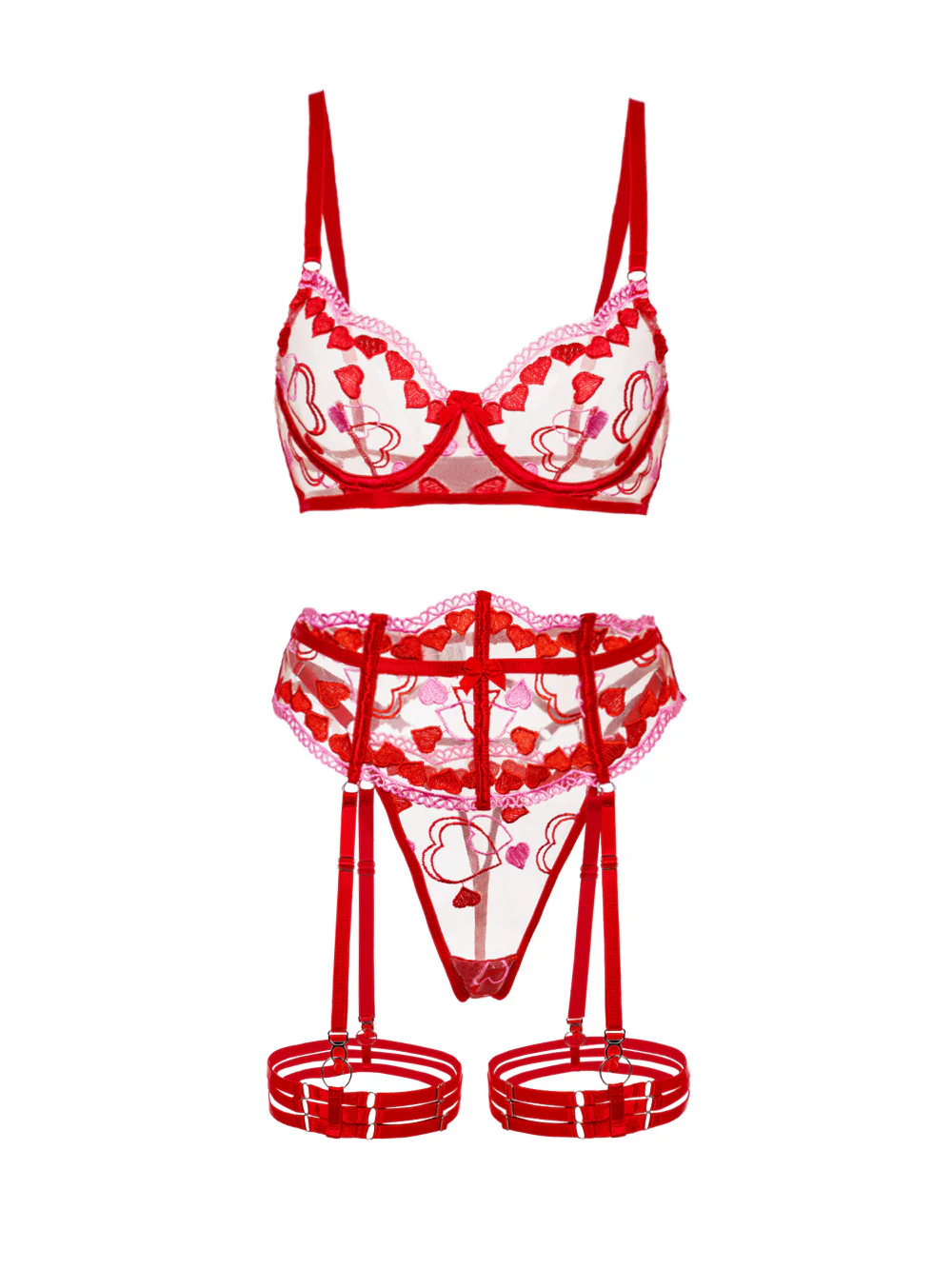 Amour Heart 3 Piece Lingerie Set - Image 4