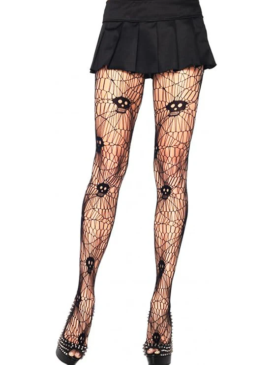 Artistic Skull Fishnet Tights - Image 2