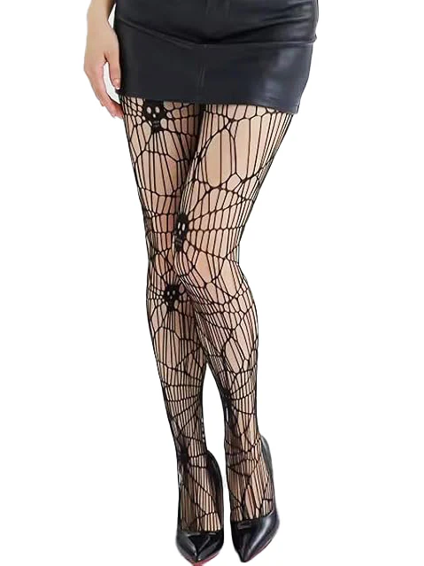 Artistic Skull Fishnet Tights - Image 3