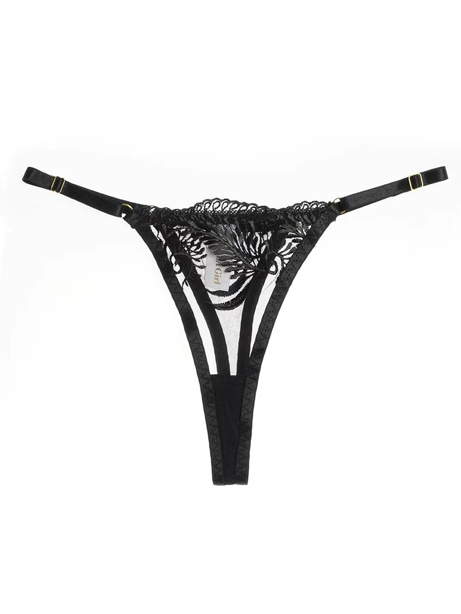 Black Embroidery Adjustable Thong - Image 2