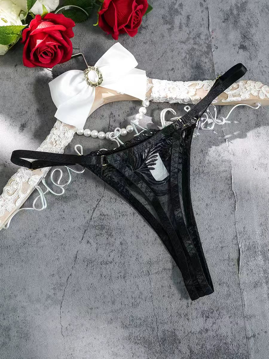 Black Embroidery Adjustable Thong - Image 3