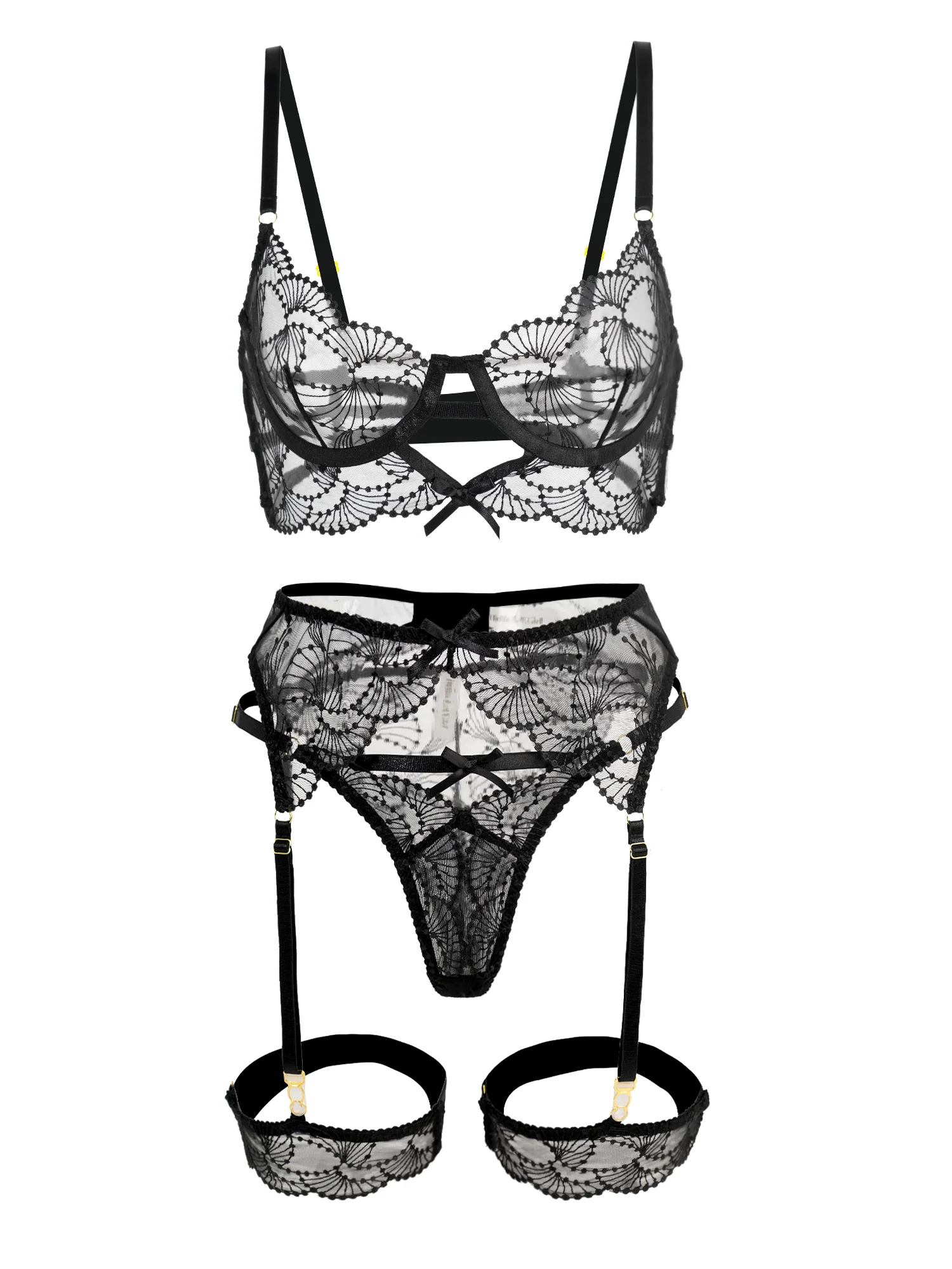 Ultra-Thin Sheer Black Embroidery Lingerie Set - Image 11