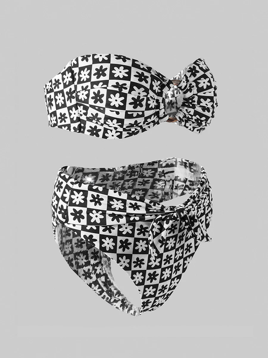 Black&White Square  Double layer High-Waisted Bikini Set - Image 7