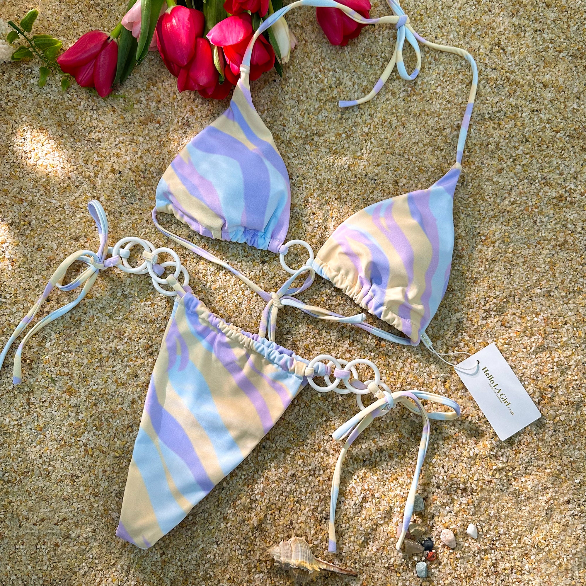 Purple Digital PrintingDouble Fabric Bikini Set - Image 5