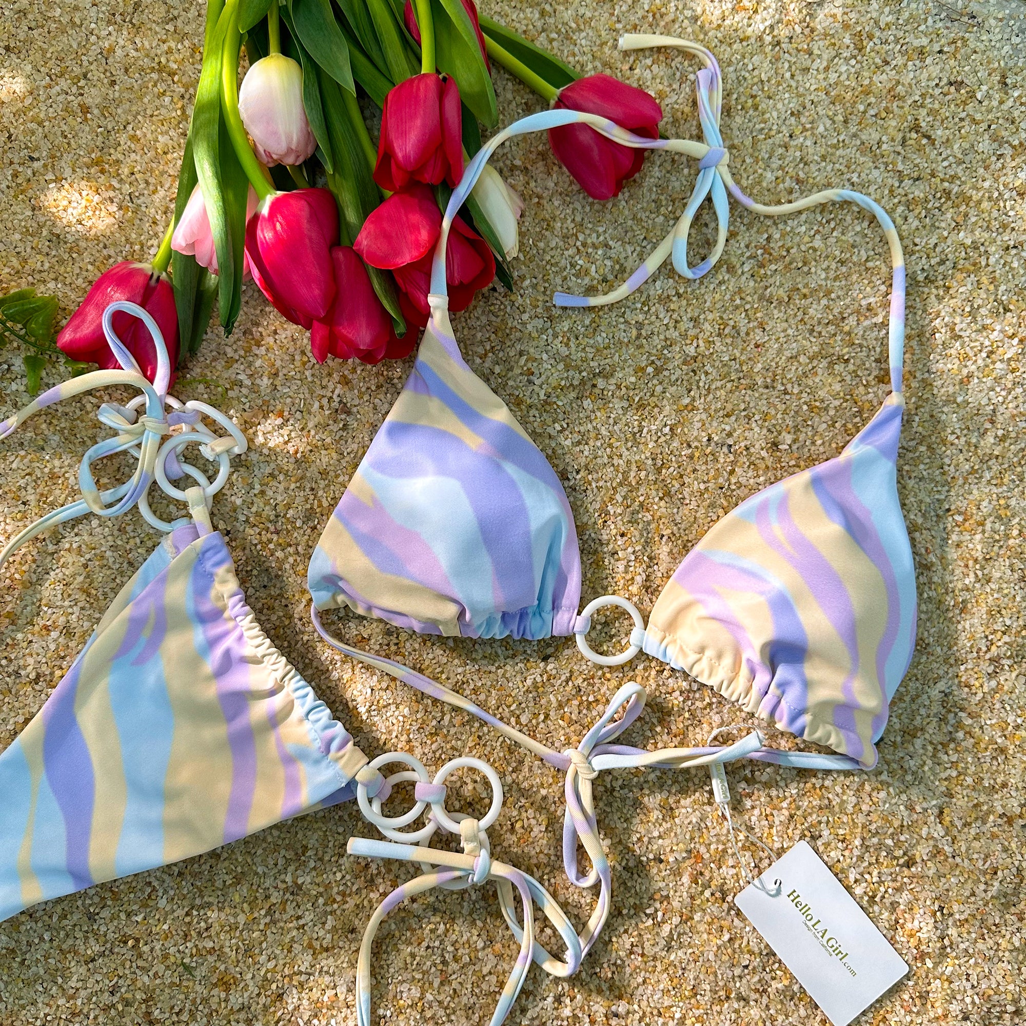 Purple Digital PrintingDouble Fabric Bikini Set - Image 6