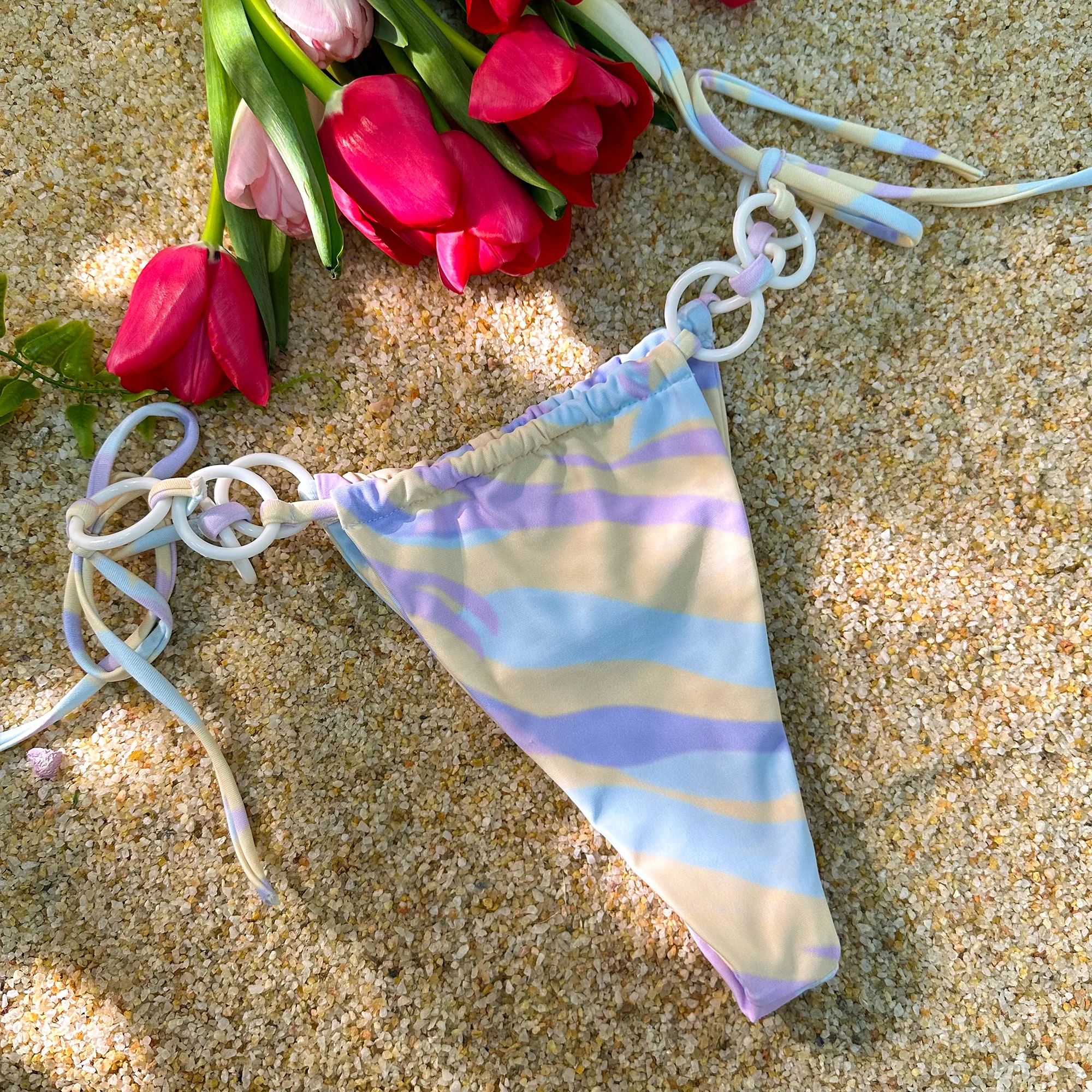 Purple Digital PrintingDouble Fabric Bikini Set - Image 8