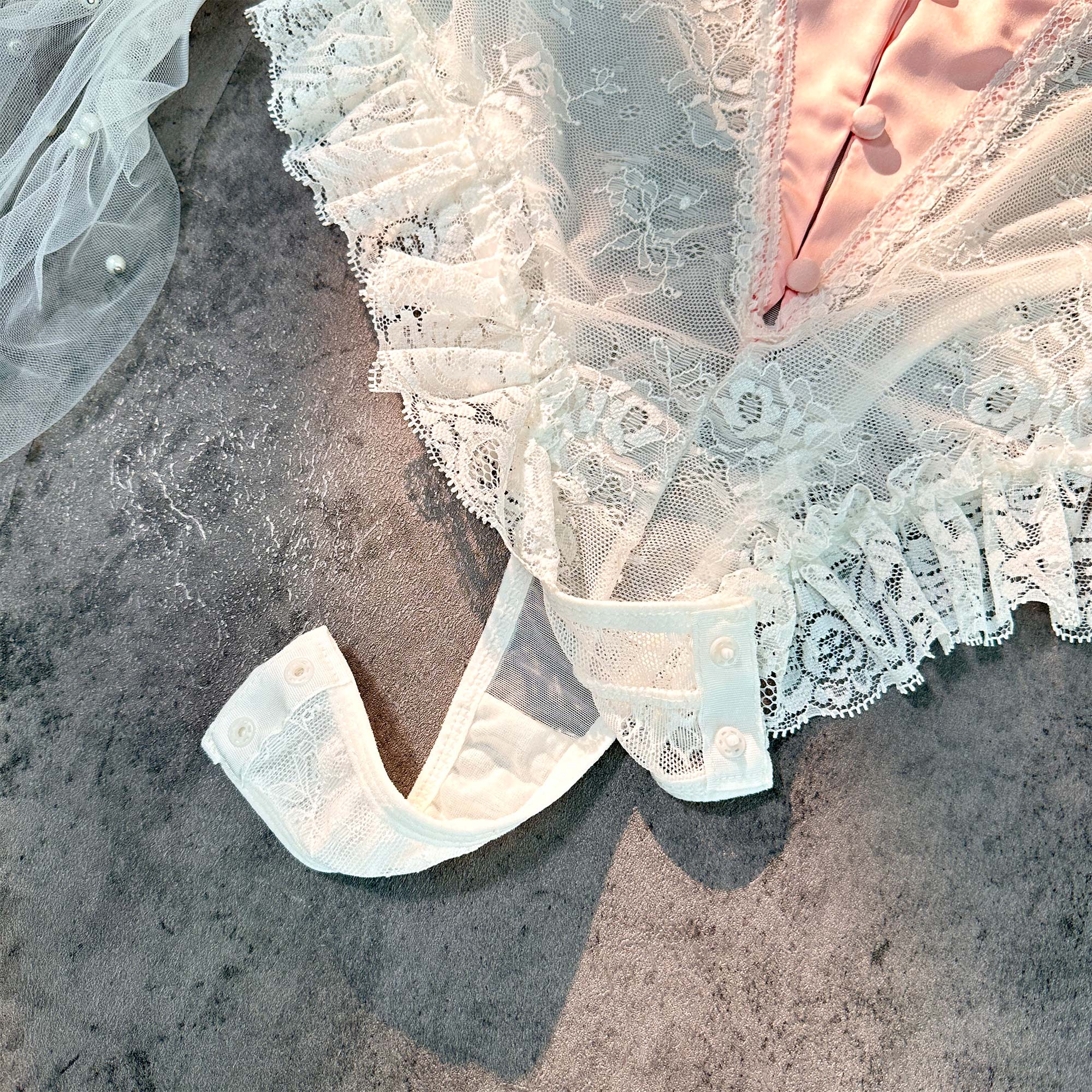 Blush Pink Lace Corset Bodysuit - Image 5