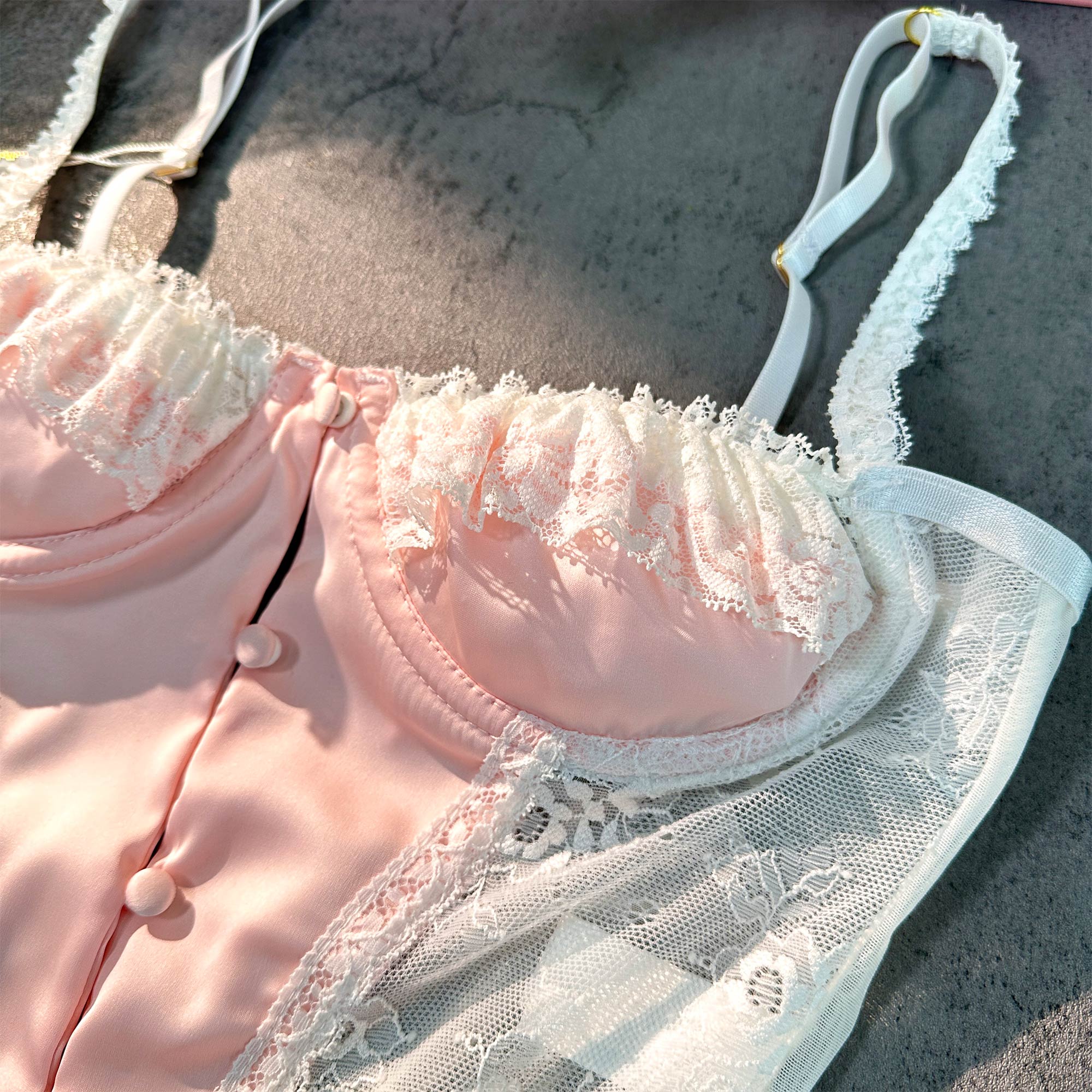 Blush Pink Lace Corset Bodysuit - Image 6