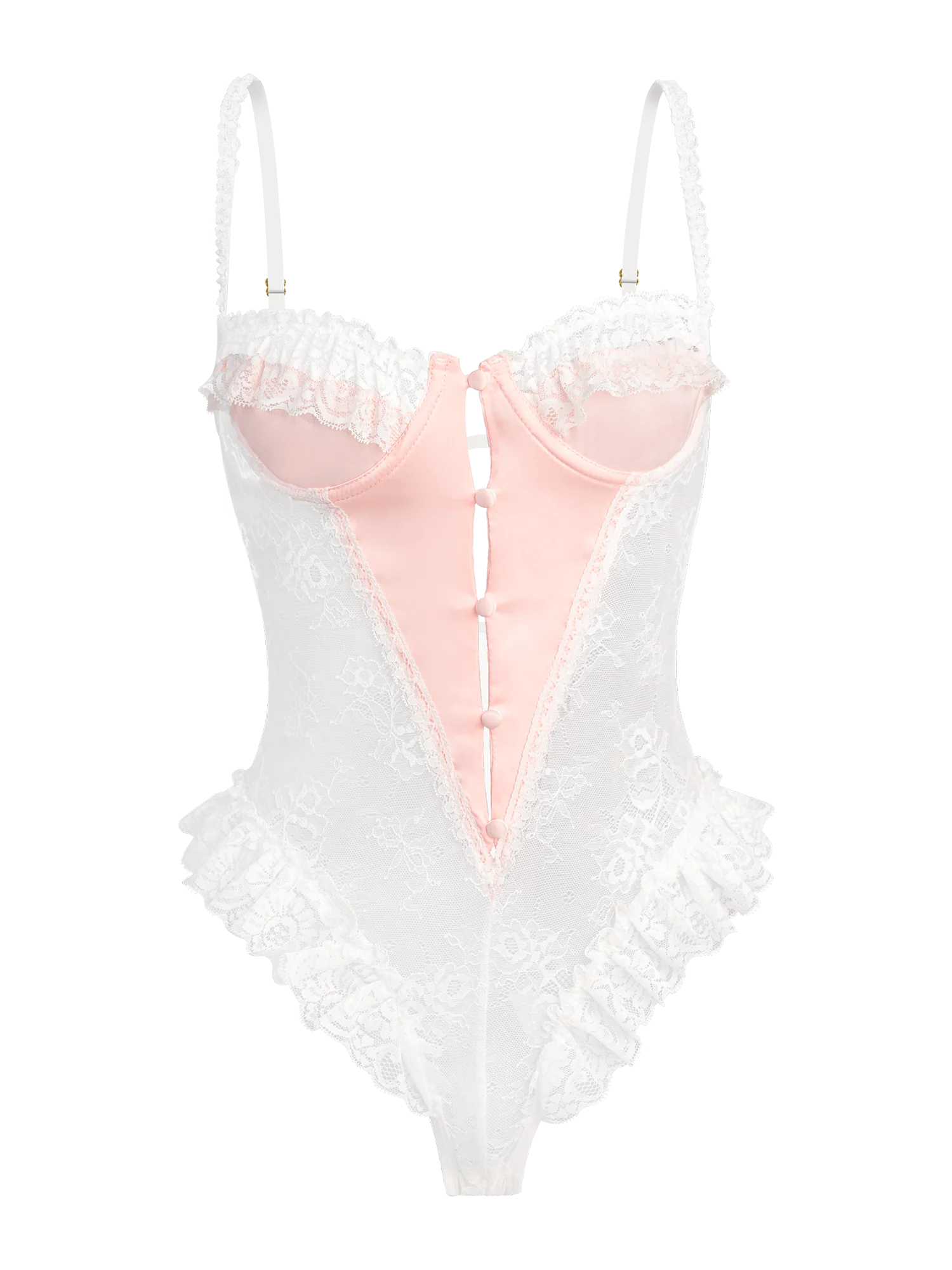 Blush Pink Lace Corset Bodysuit - Image 8