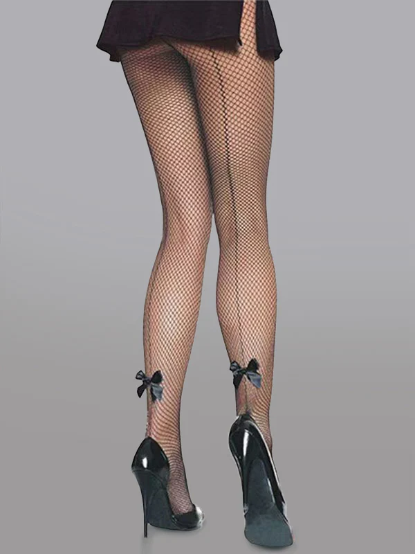 Bow Detail Sheer Mesh Tights - Image 2