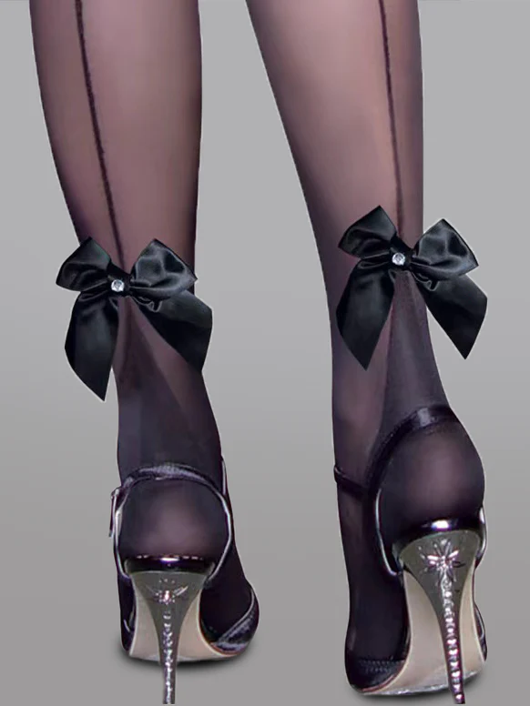 Bow Detail Sheer Lace Stocking - Image 2