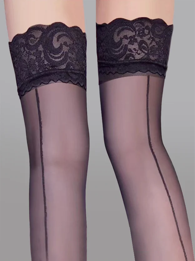 Bow Detail Sheer Lace Stocking - Image 3