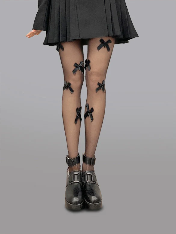 Butterfly Bow Black Tights - Image 3