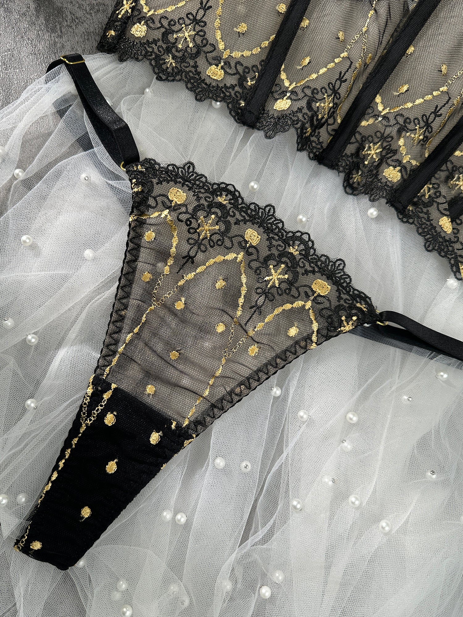 Chic Luxe Noir & Gold Lingerie Set - Image 22