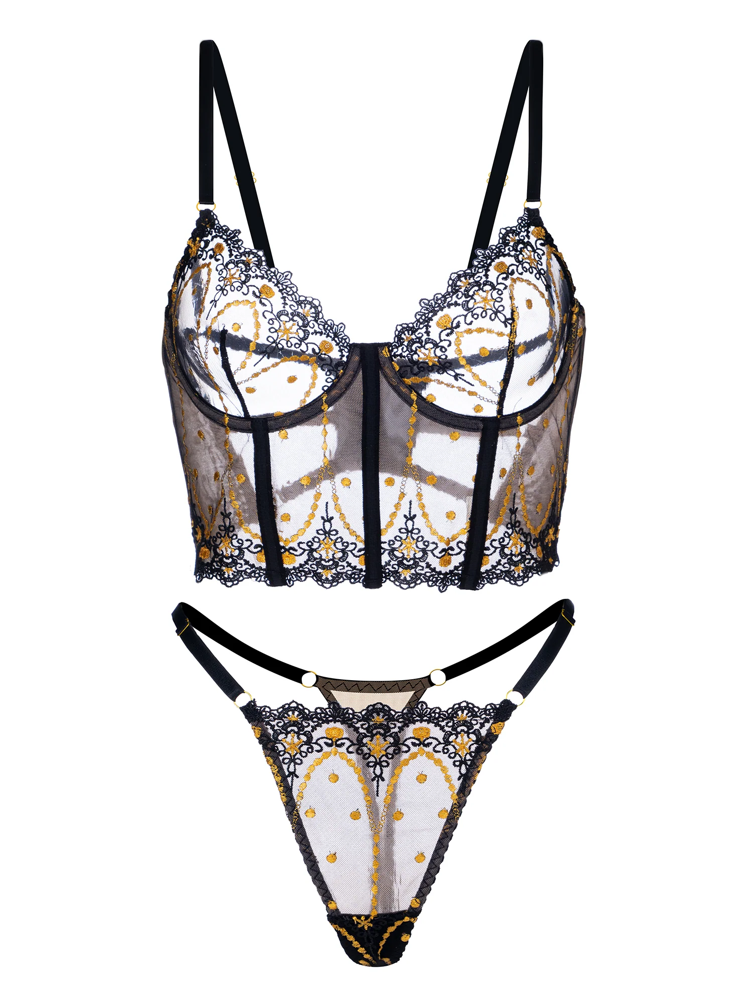 Chic Luxe Noir & Gold Lingerie Set - Image 3