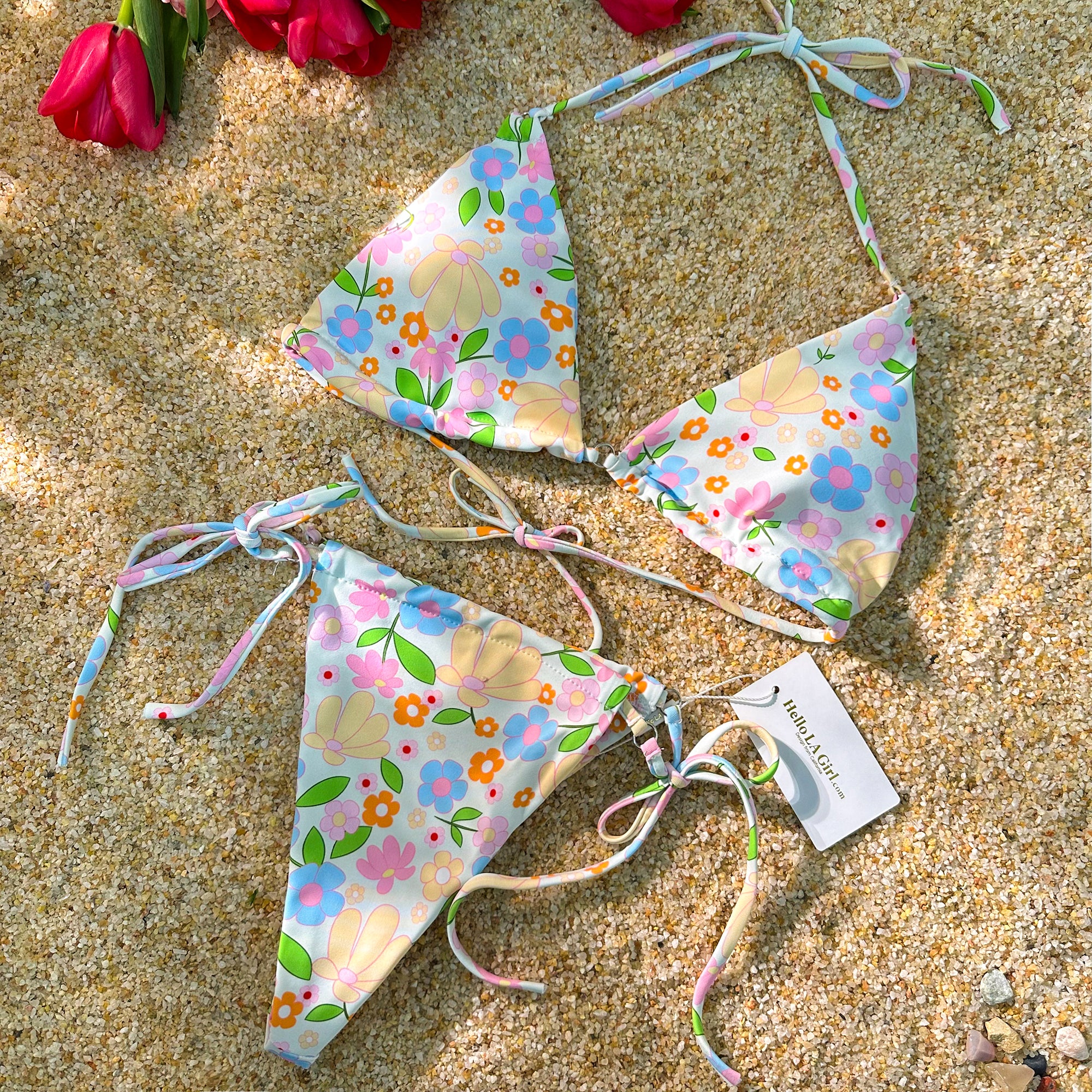 Colored Digital Printing Double Fabric Bikini Set - Image 4