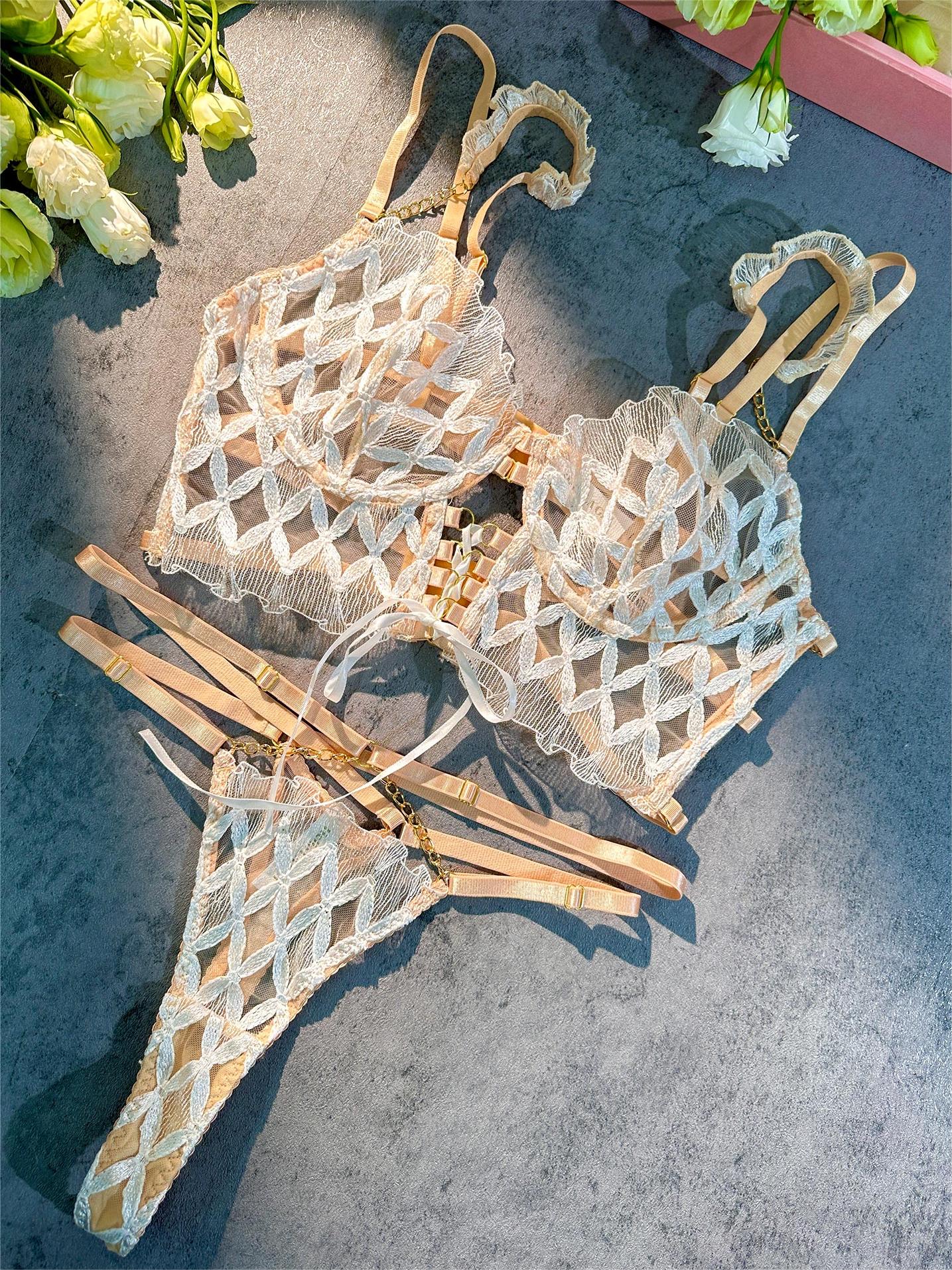 Delicate White Embroidery Lingerie Set - Image 12