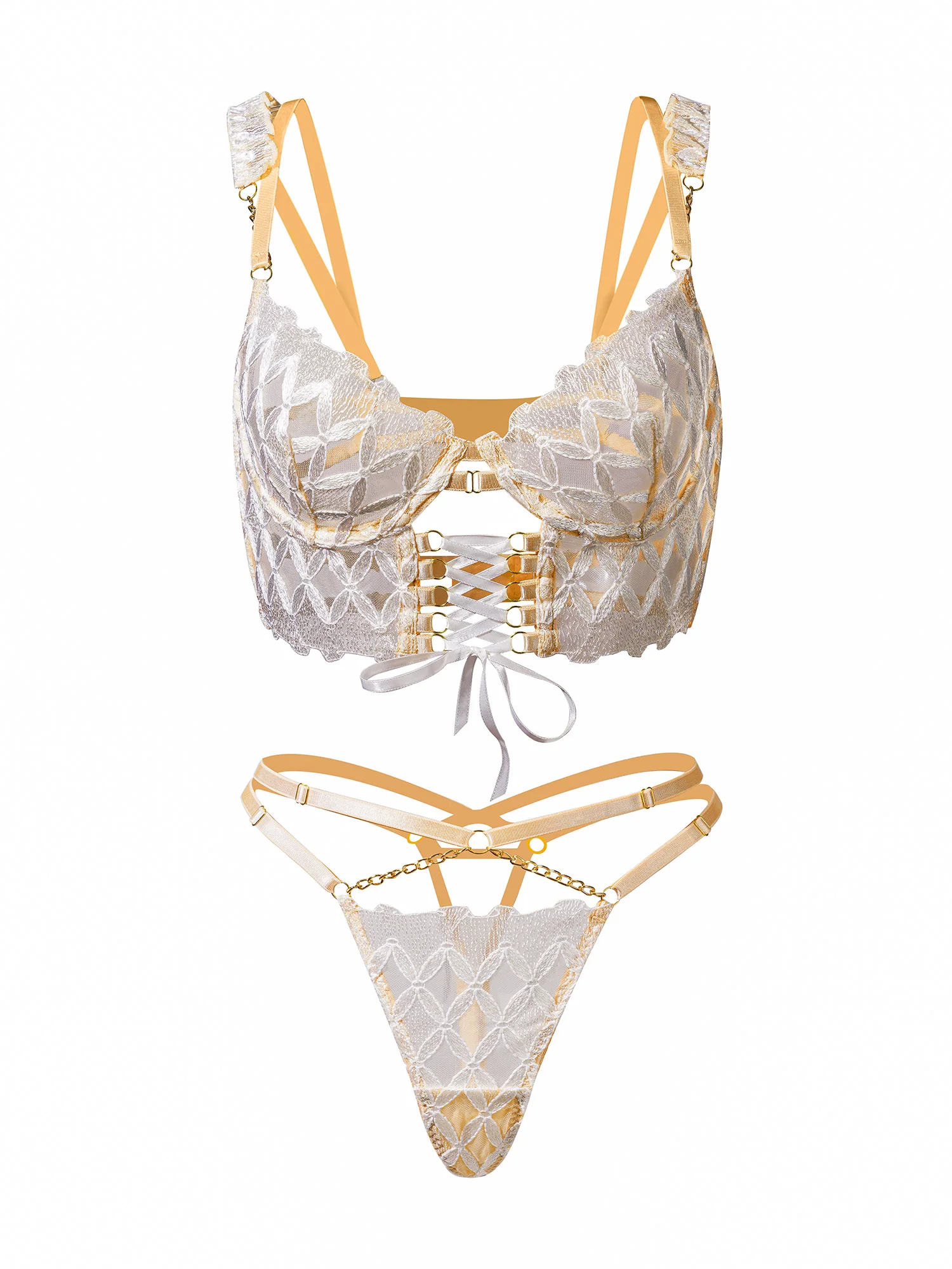 Delicate White Embroidery Lingerie Set - Image 3