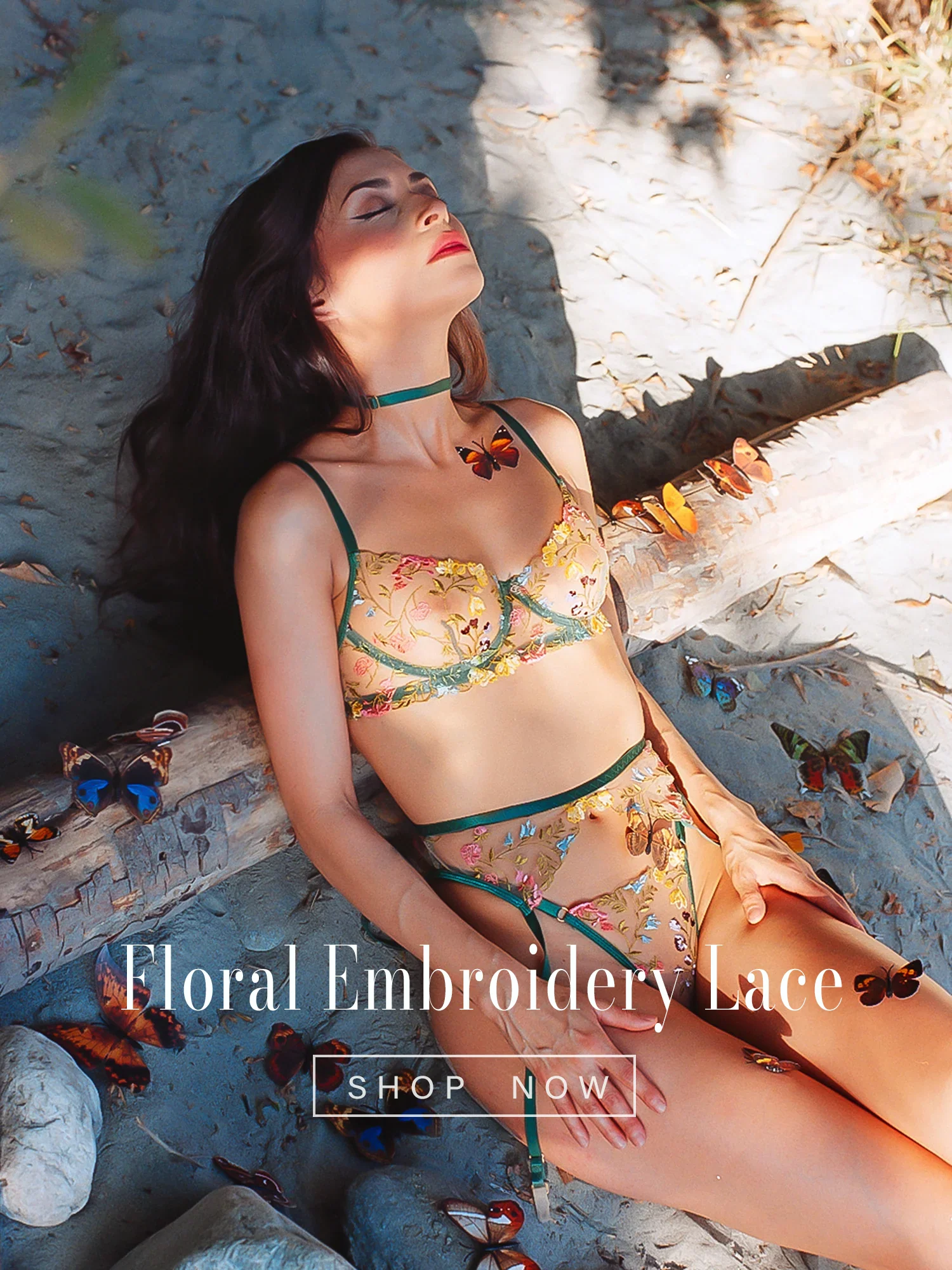 Enchanted Garden Sheer Floral Embroidery Lingerie Set - Image 2