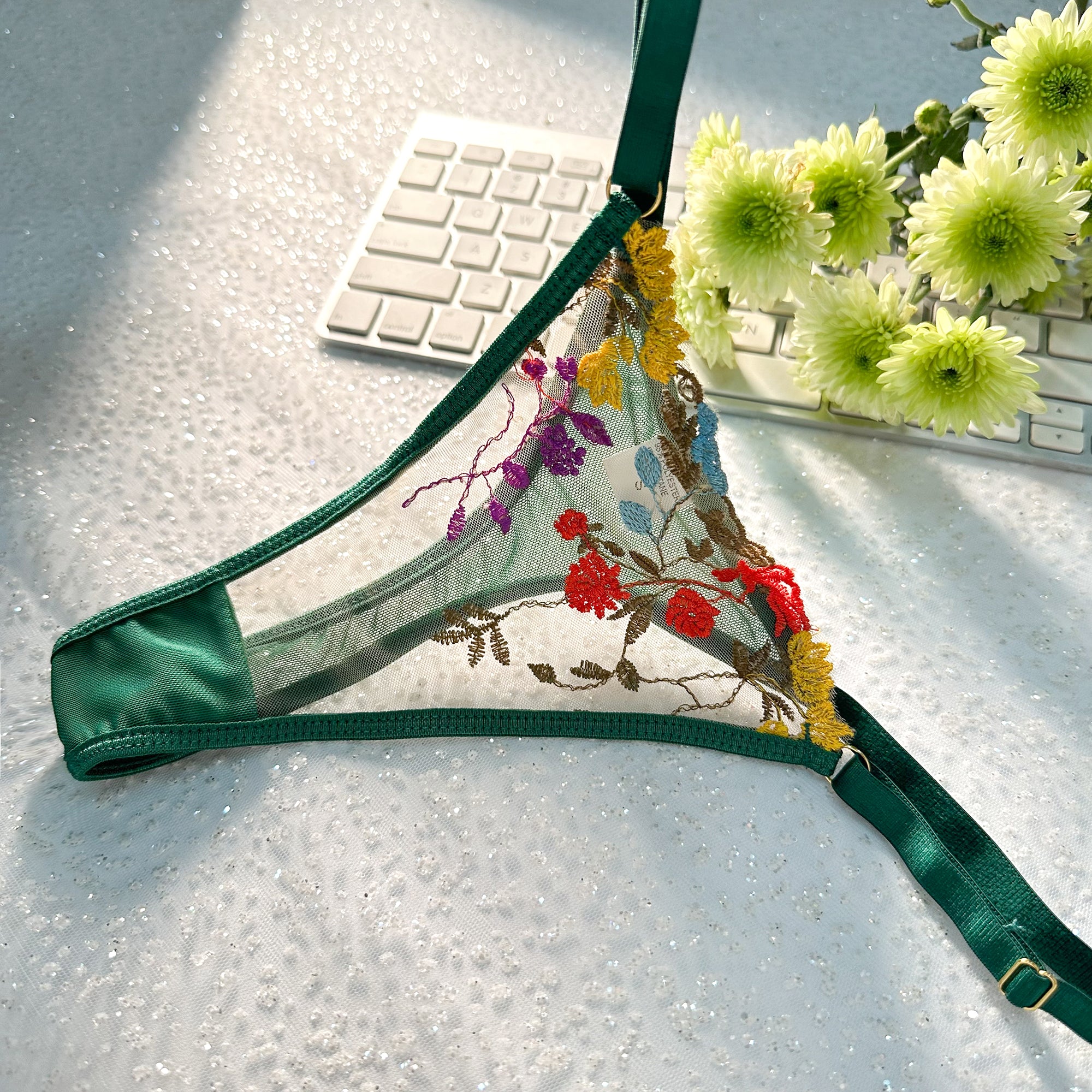 Enchanted Garden Sheer Floral Embroidery Lingerie Set - Image 6
