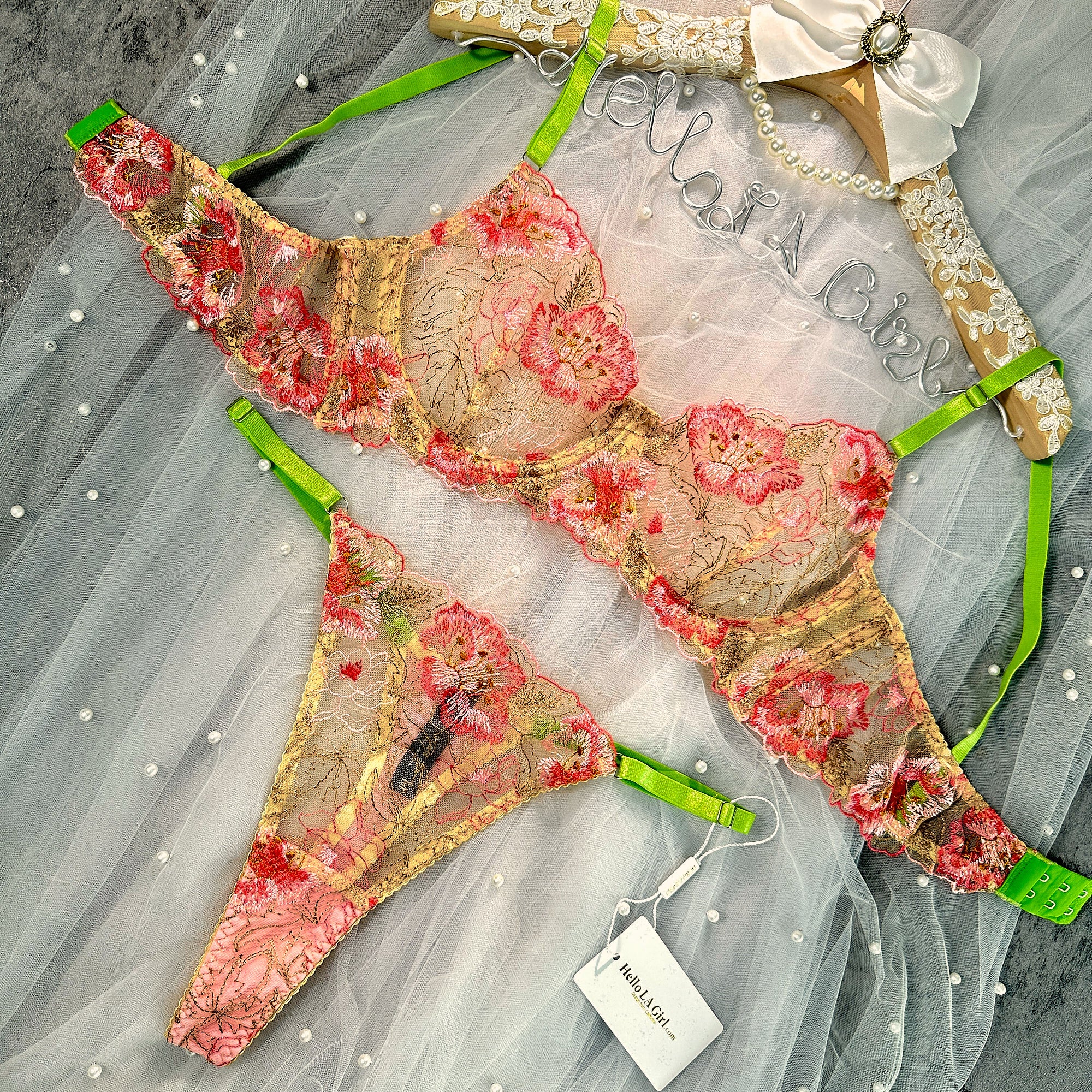 Floral Embroidered Lace Lingerie Set - Image 6