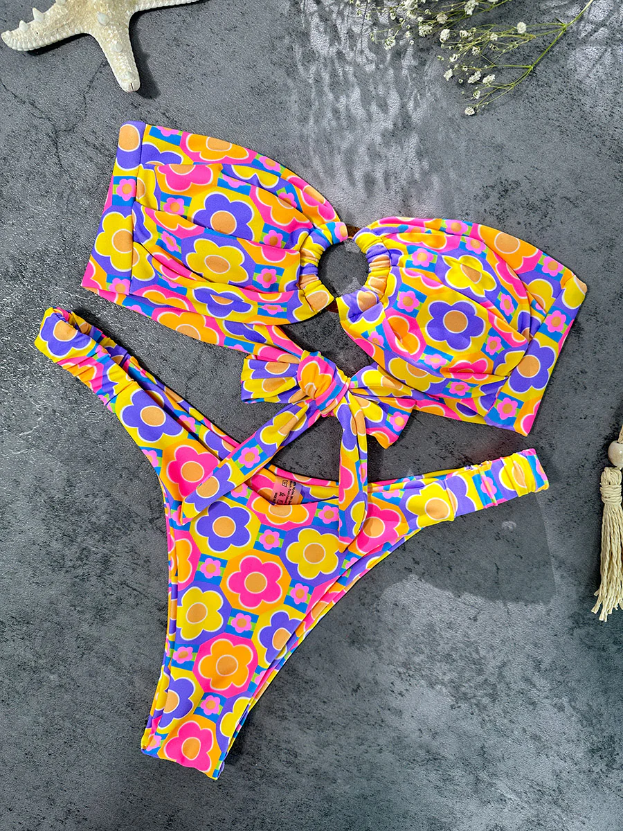 Multi Floral Print Double layer Bikini Set - Image 7