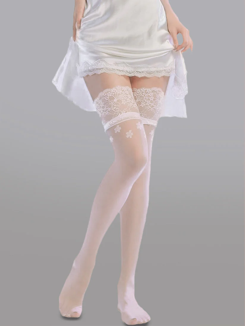 Flower Lace High Stockings - Image 5