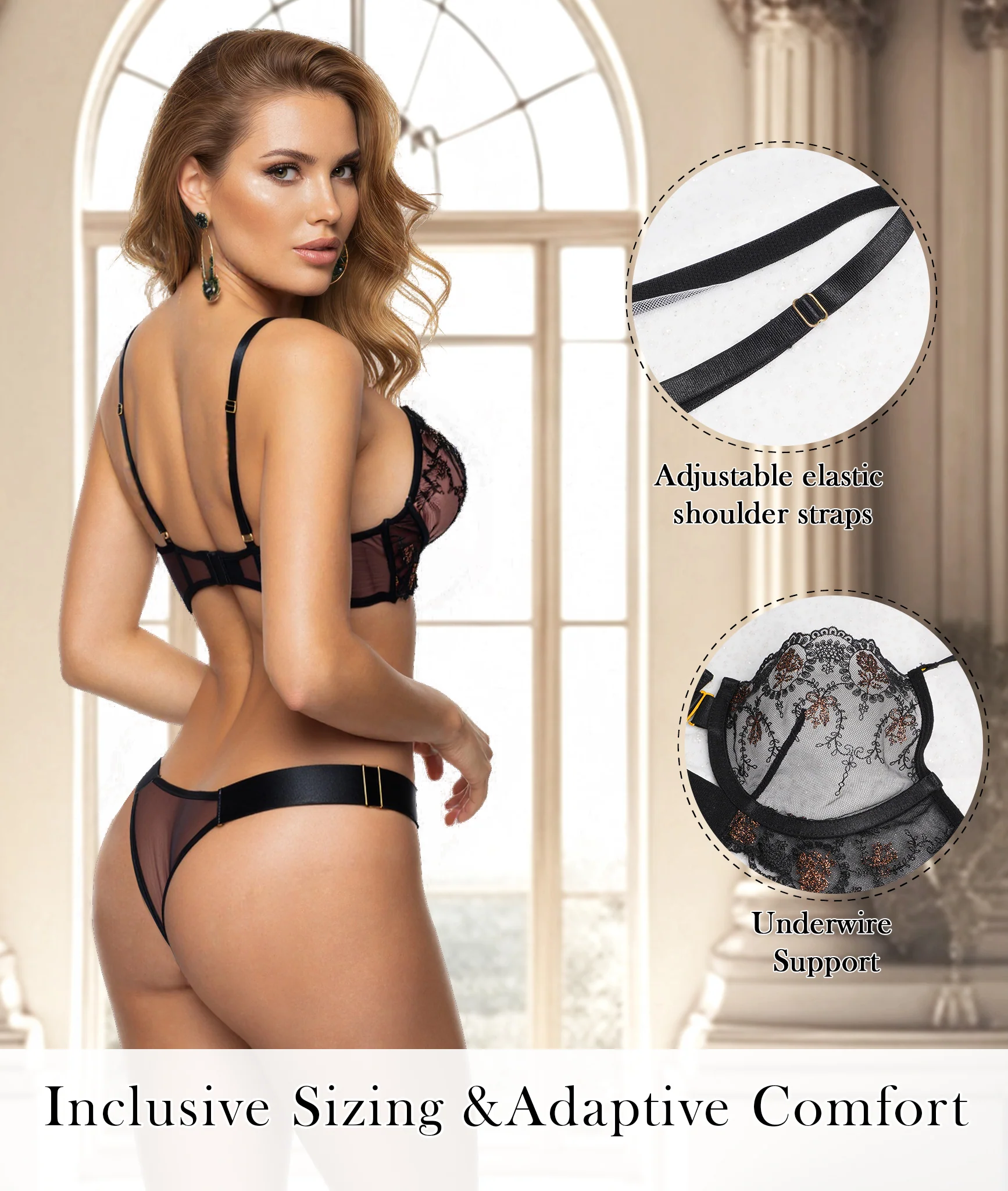 Golden Noir Bloom Lingerie Set - Image 8