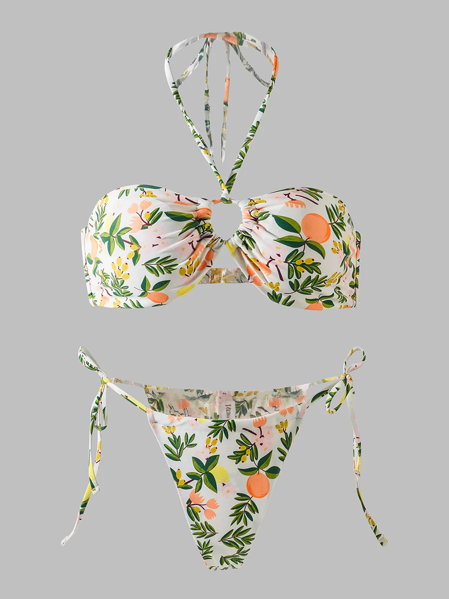 Green Plant Double Fabric Bikini Set - Image 4