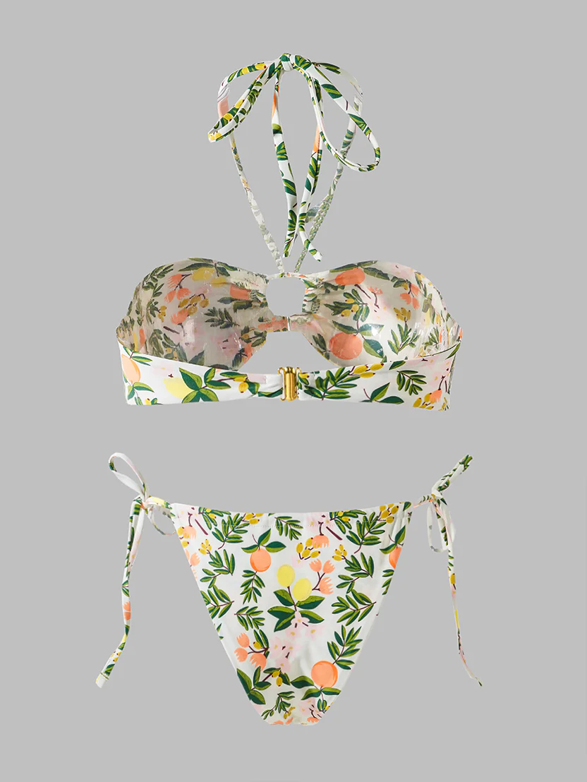 Green Plant Double Fabric Bikini Set - Image 5