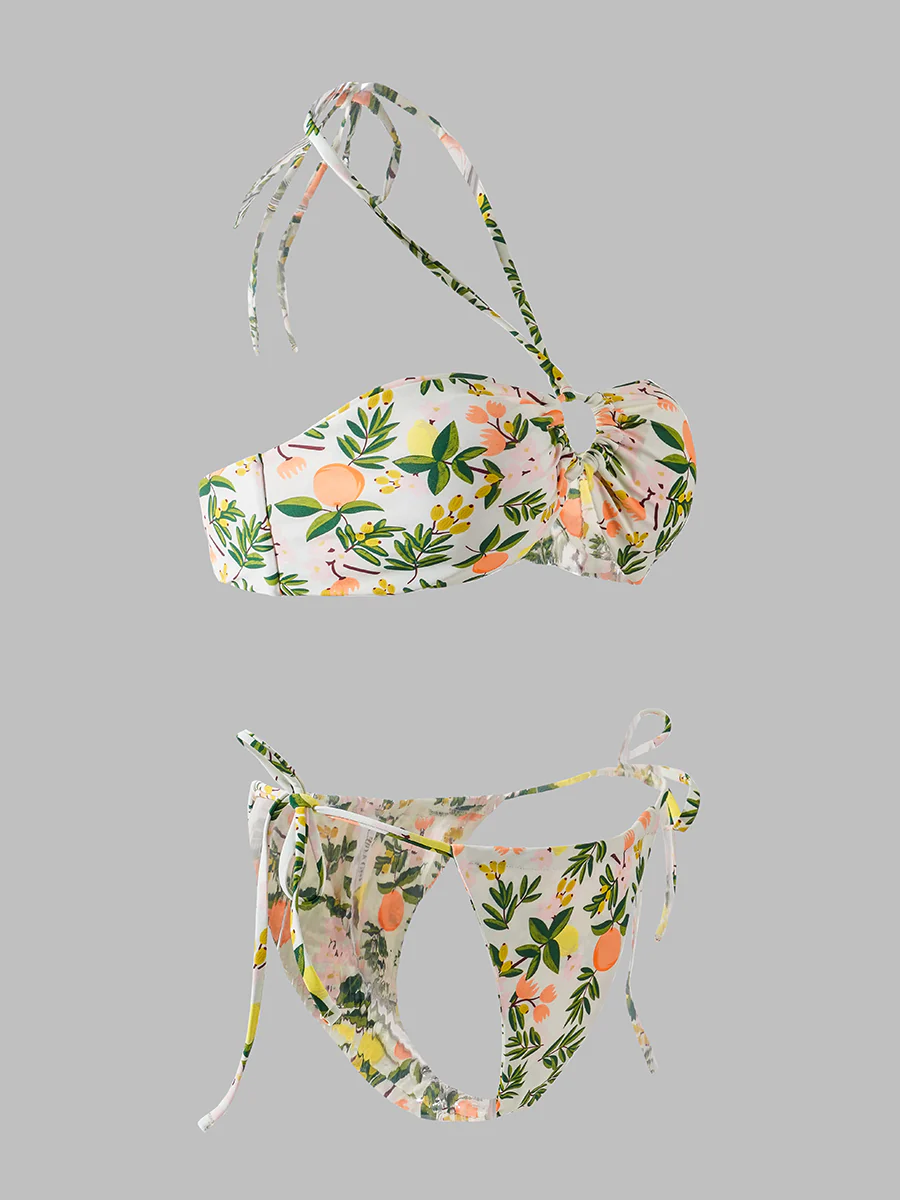 Green Plant Double Fabric Bikini Set - Image 6