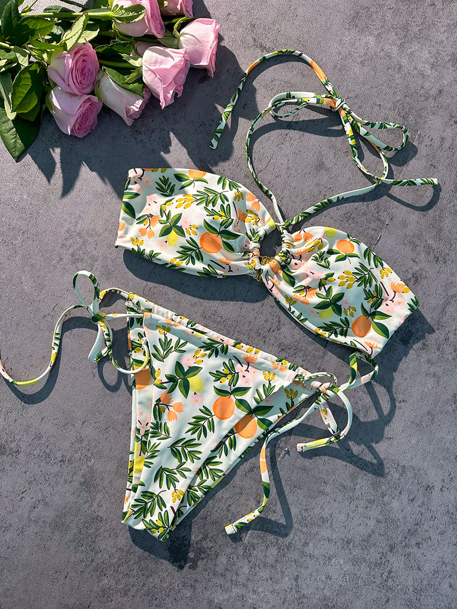 Green Plant Double Fabric Bikini Set - Image 7