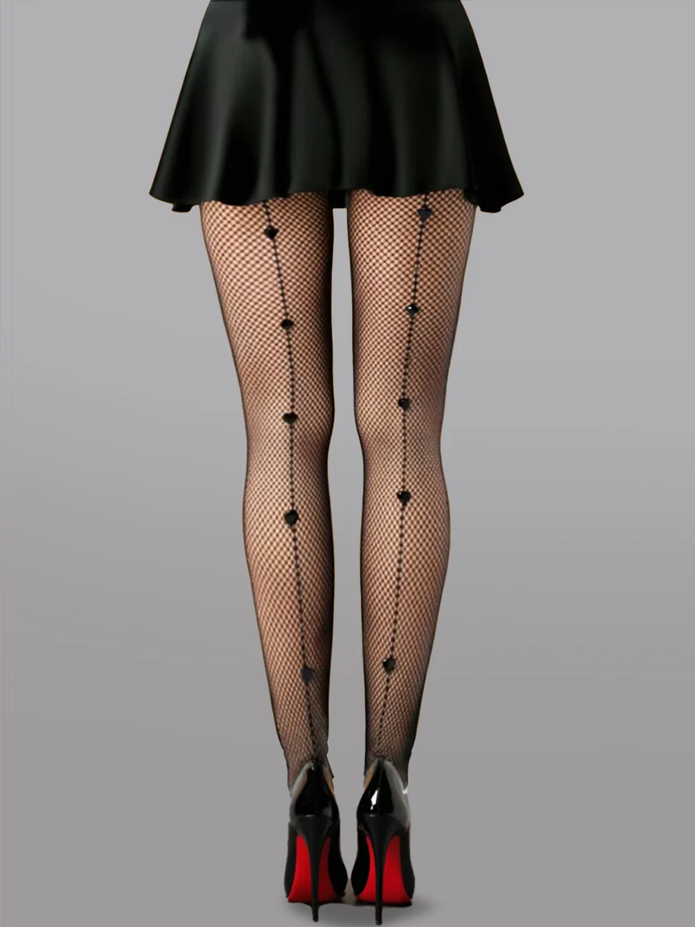 Heart Pattern Fishnet Tights - Image 2