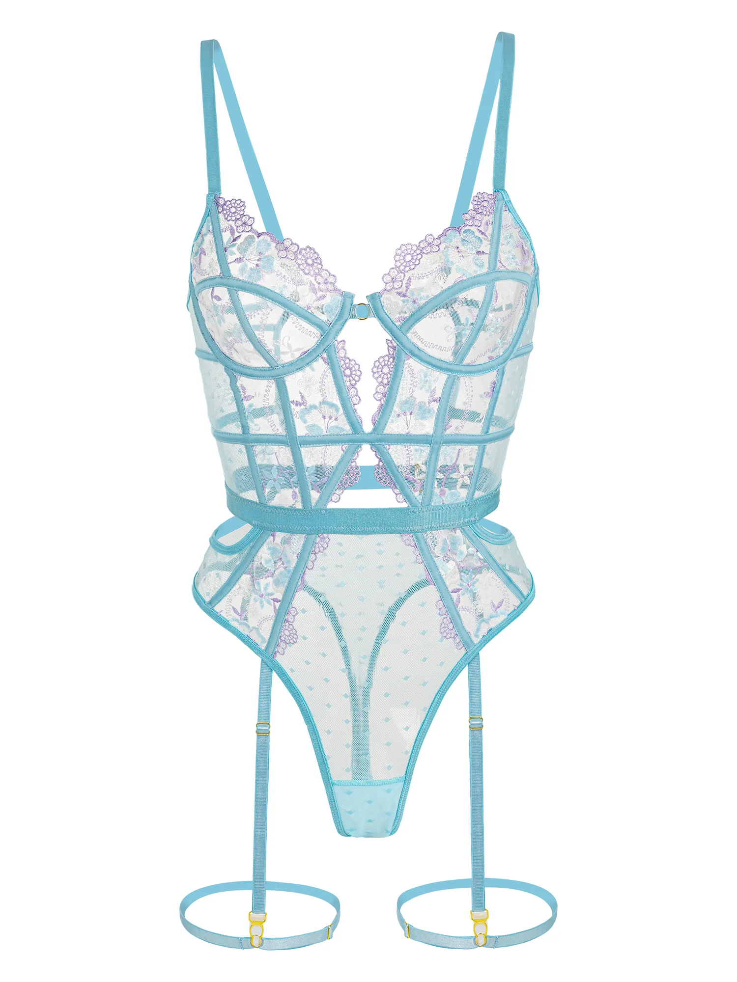 Indigo Dreams Floral French-inspired Sensual Bodysuit - Image 3