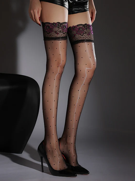 Lace Aurora Ultra-Sheer Polka Dot  Stockings - Image 2