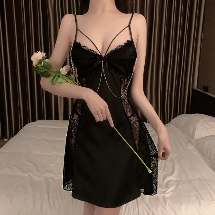 Midnight Allure Satin Chemise - Image 2