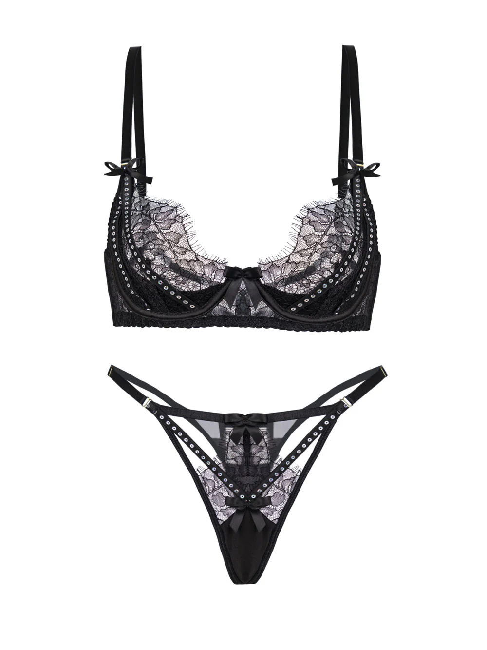 Midnight Noir Sparkle Lace Lingerie Set - Image 4