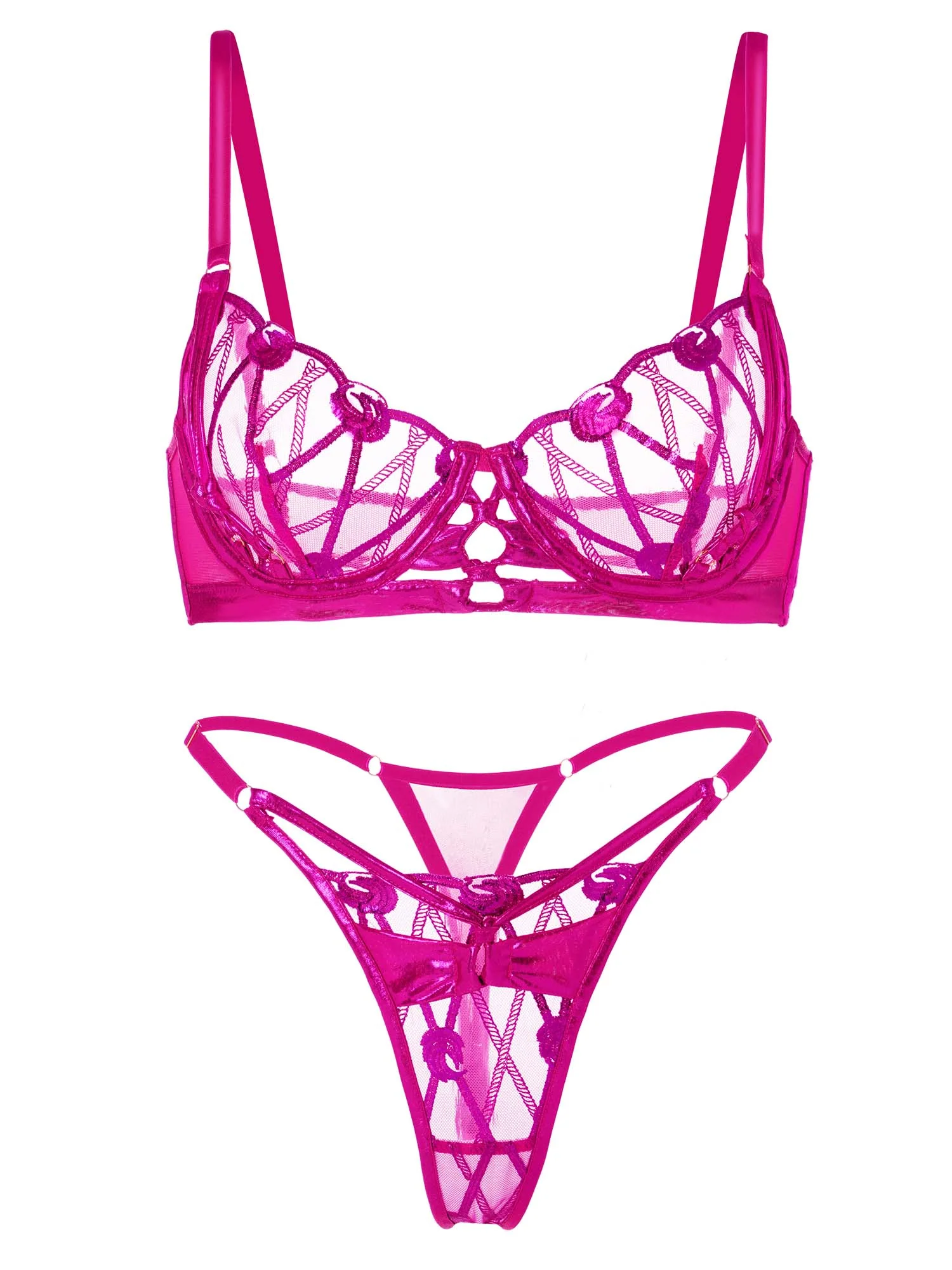 Opulent Magenta Fantasy Lingerie Set - Image 3