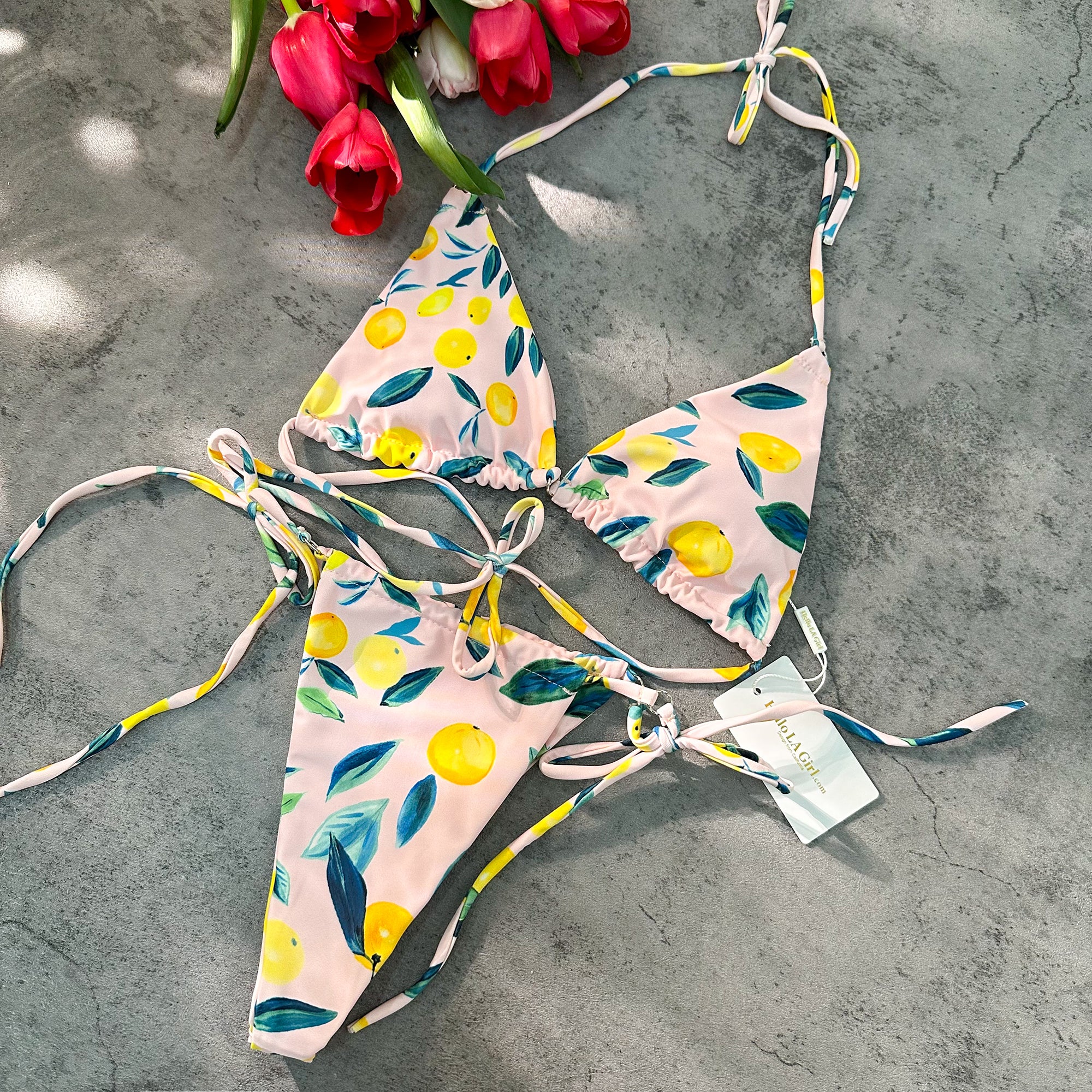 Orange Digital Printing Double Fabric Bikini Set - Image 5