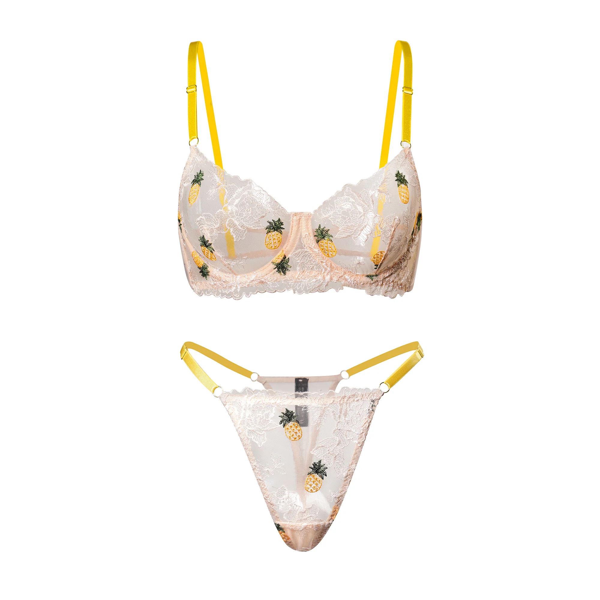 Pineapple Embroidered Lace Lingerie Set - Image 2