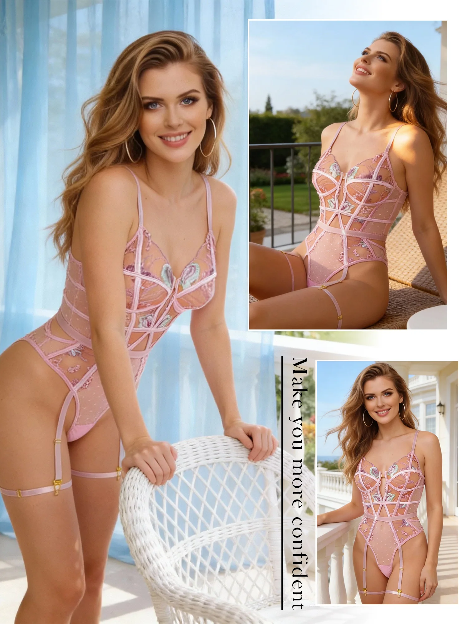 Pink Deluxe Floral Embroidered Bodysuit - Image 8