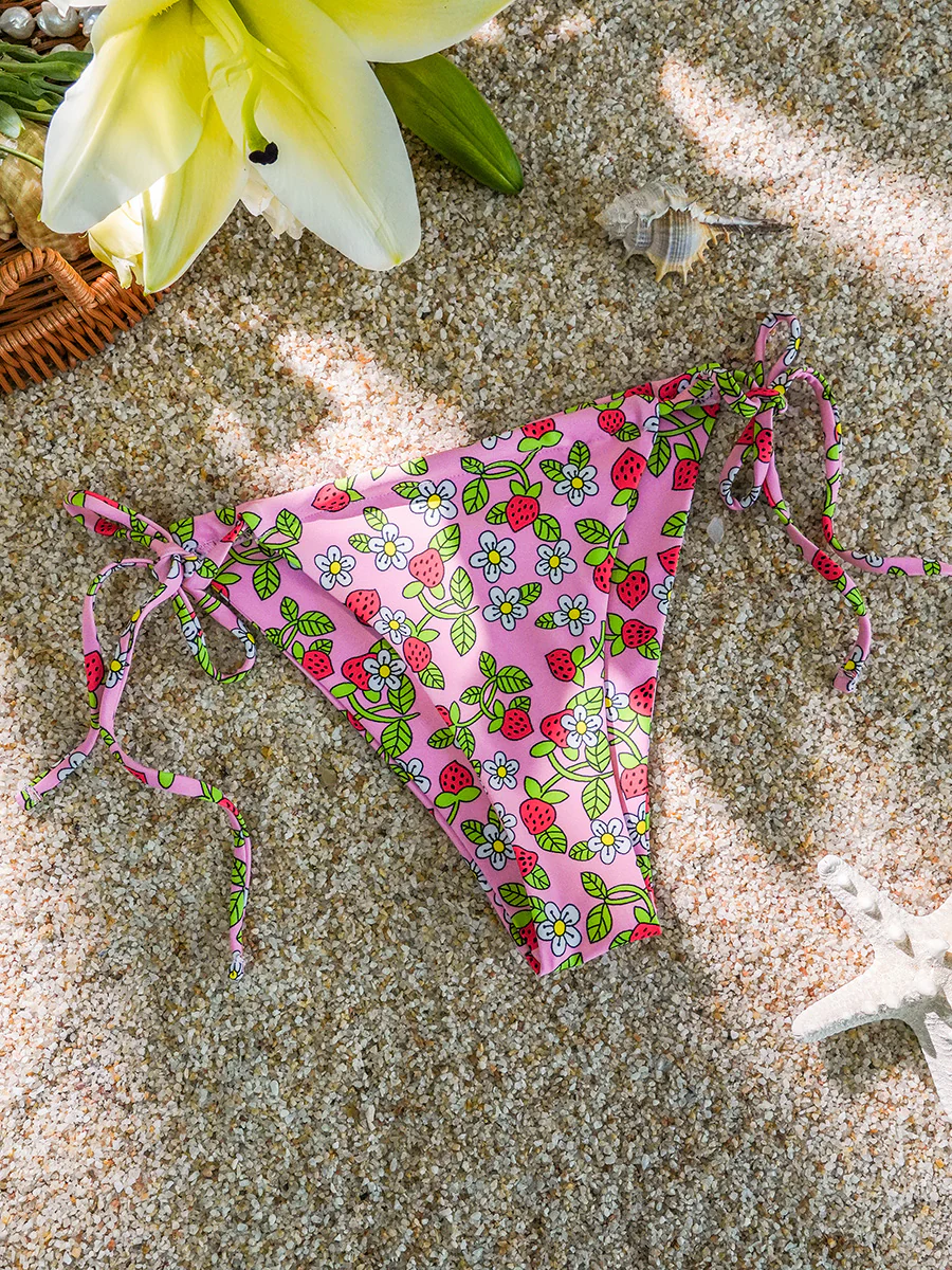 Pink Strawberry Double Fabric Bikini Set - Image 8