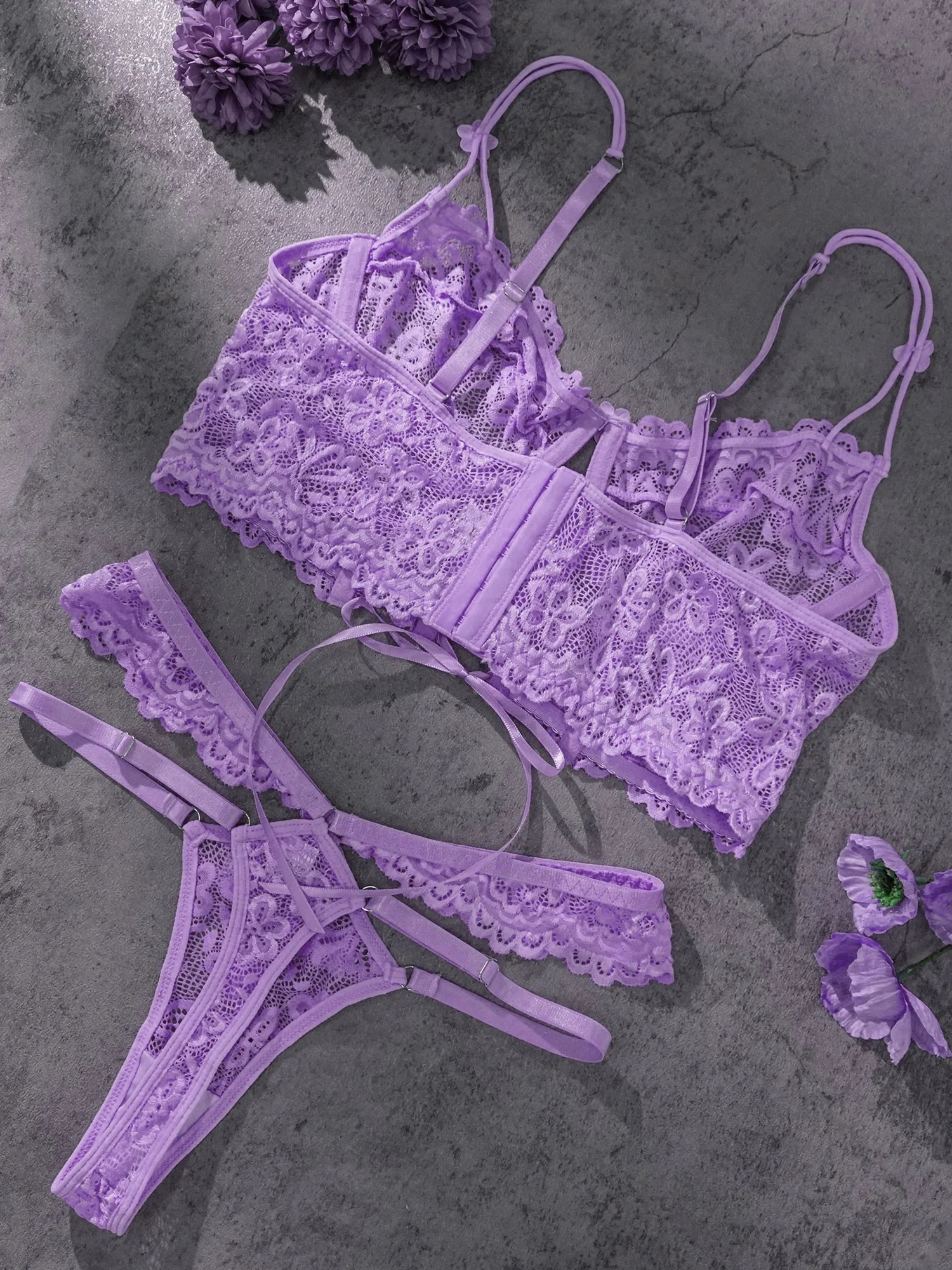Purple Pearls Flower Lingerie Set - Image 8