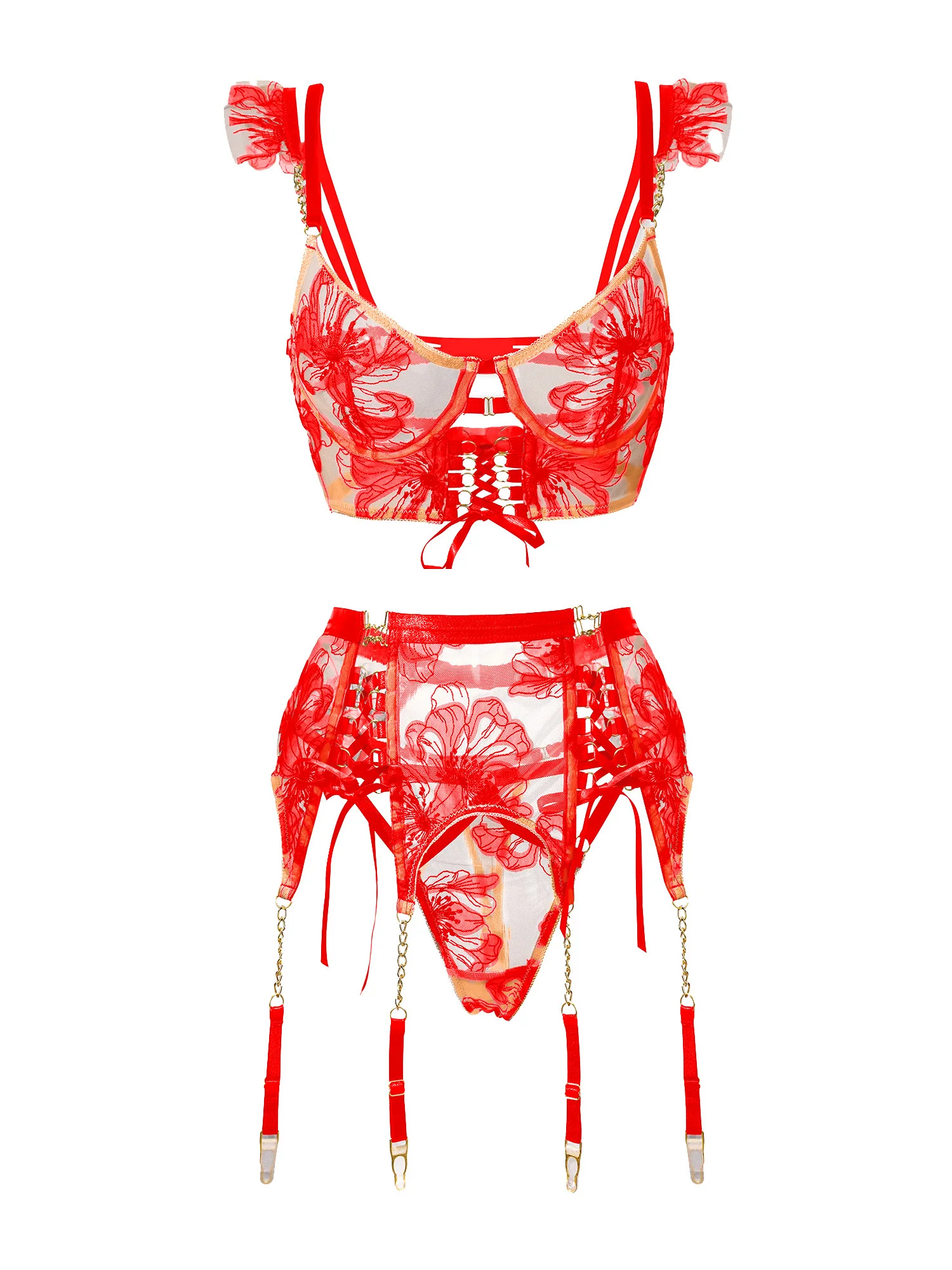 Red Ribbon Sculpting Lingerie Set - Image 3