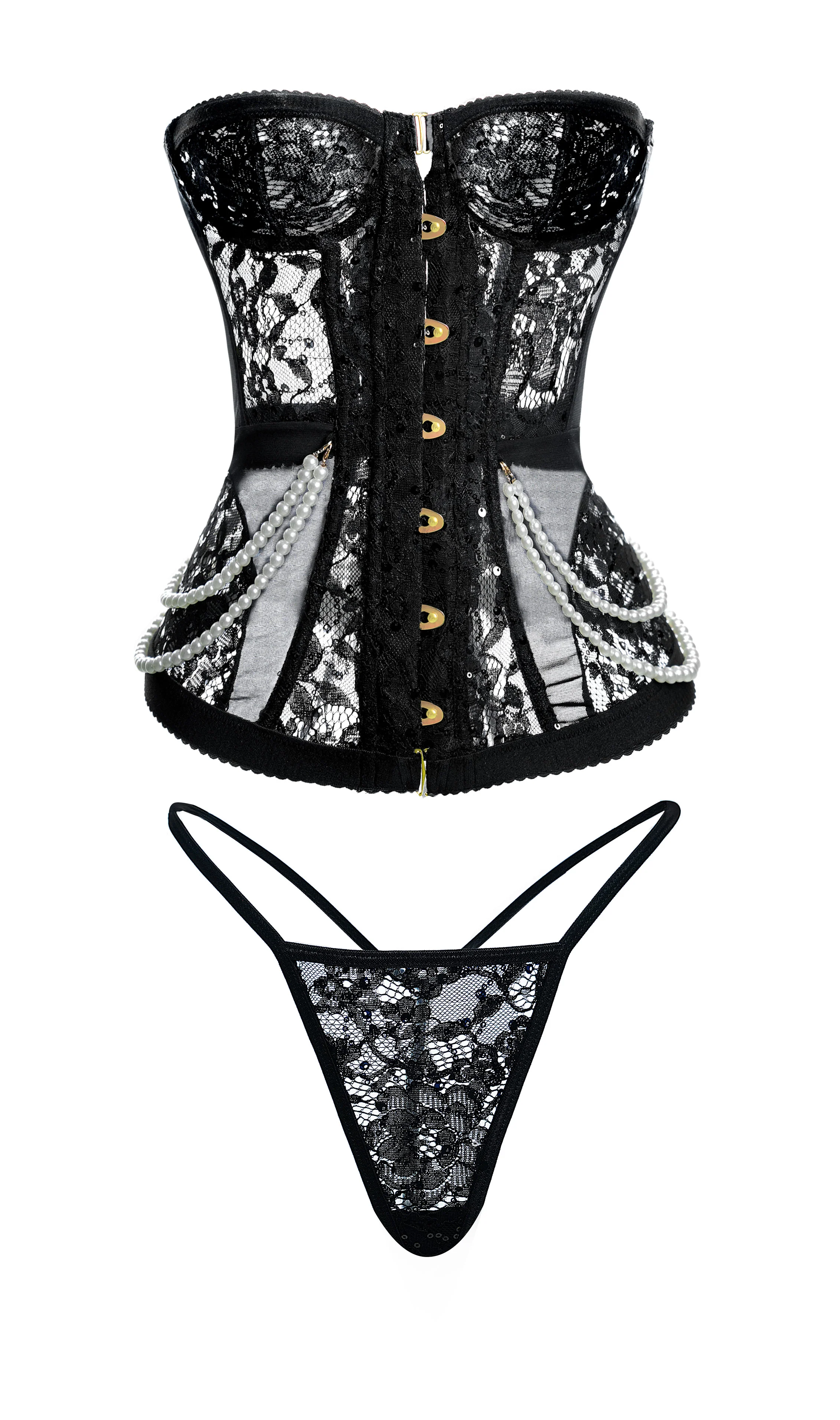 Serena Black Pearl Corset Set - Image 2