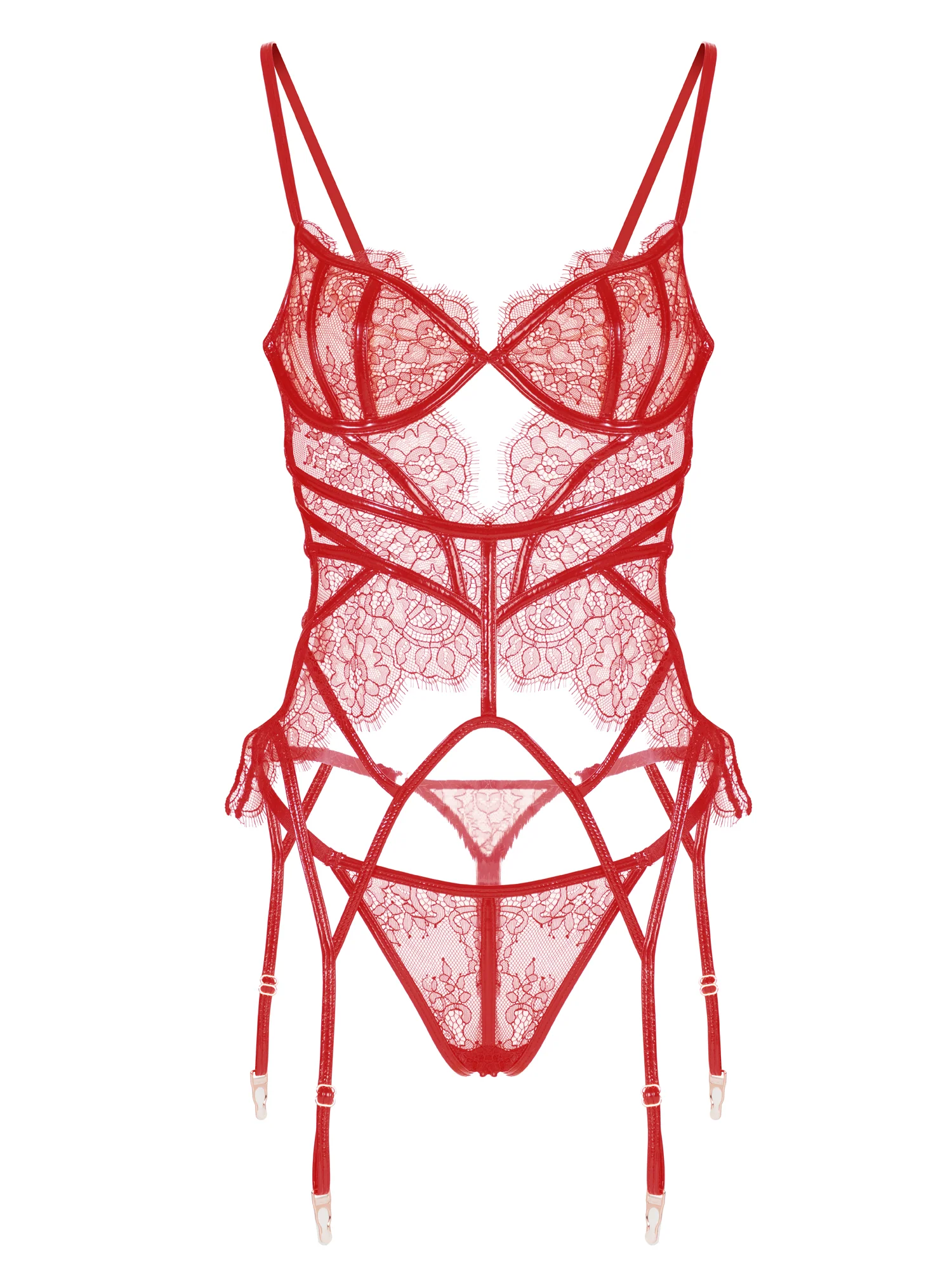 Red Patent Leather Lingerie Set - Image 3
