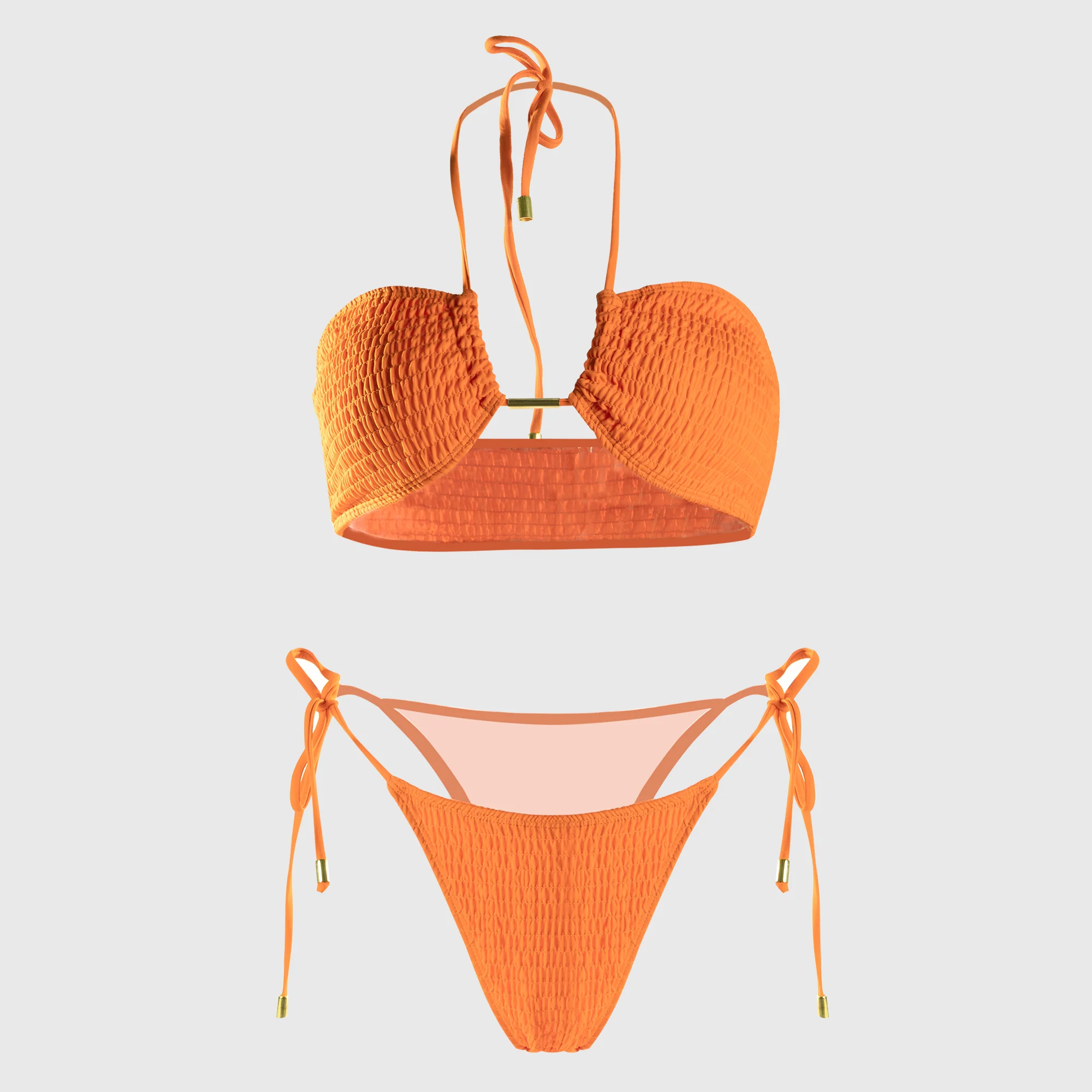 Solid Color Metal Sexy Bikini Set - Image 8