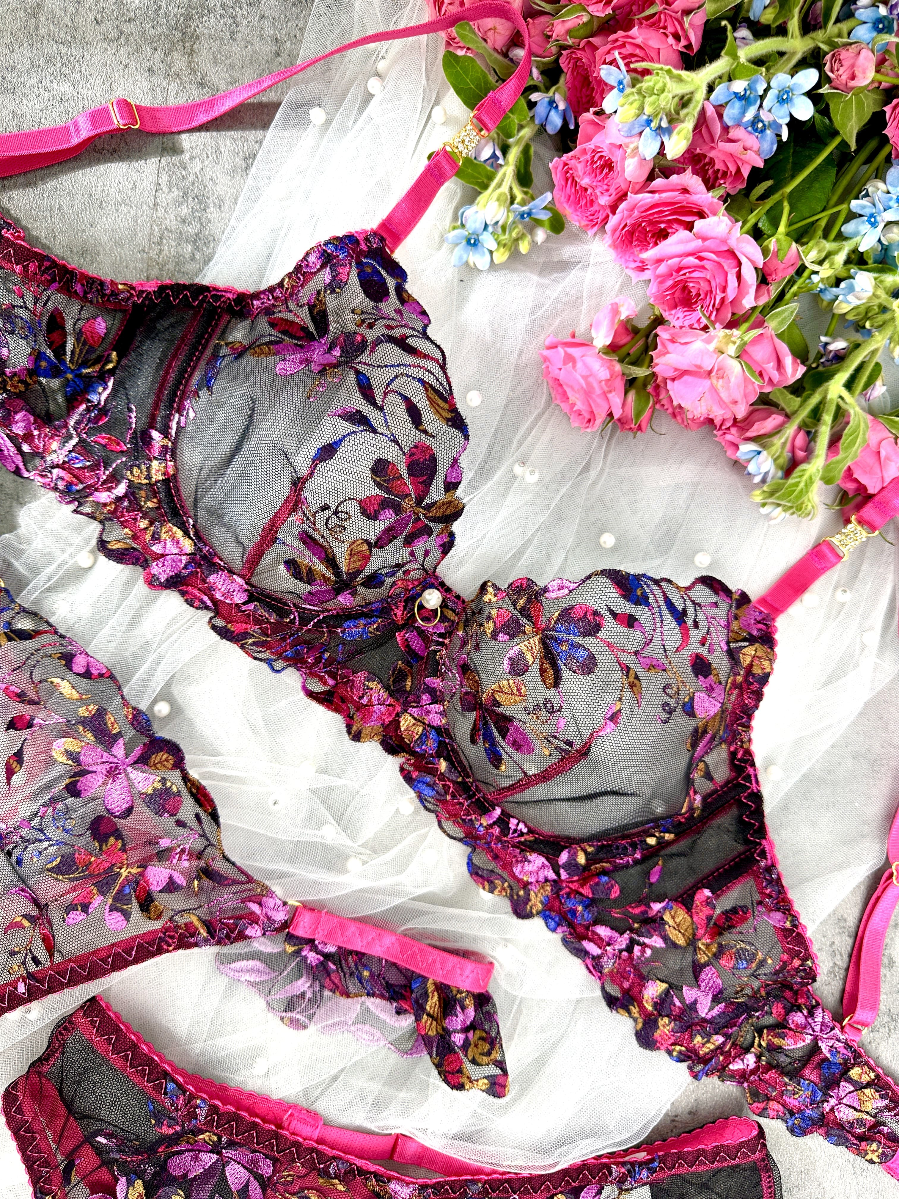 Sophia Vibrant Floral Embroidered Lingerie Set - Image 6