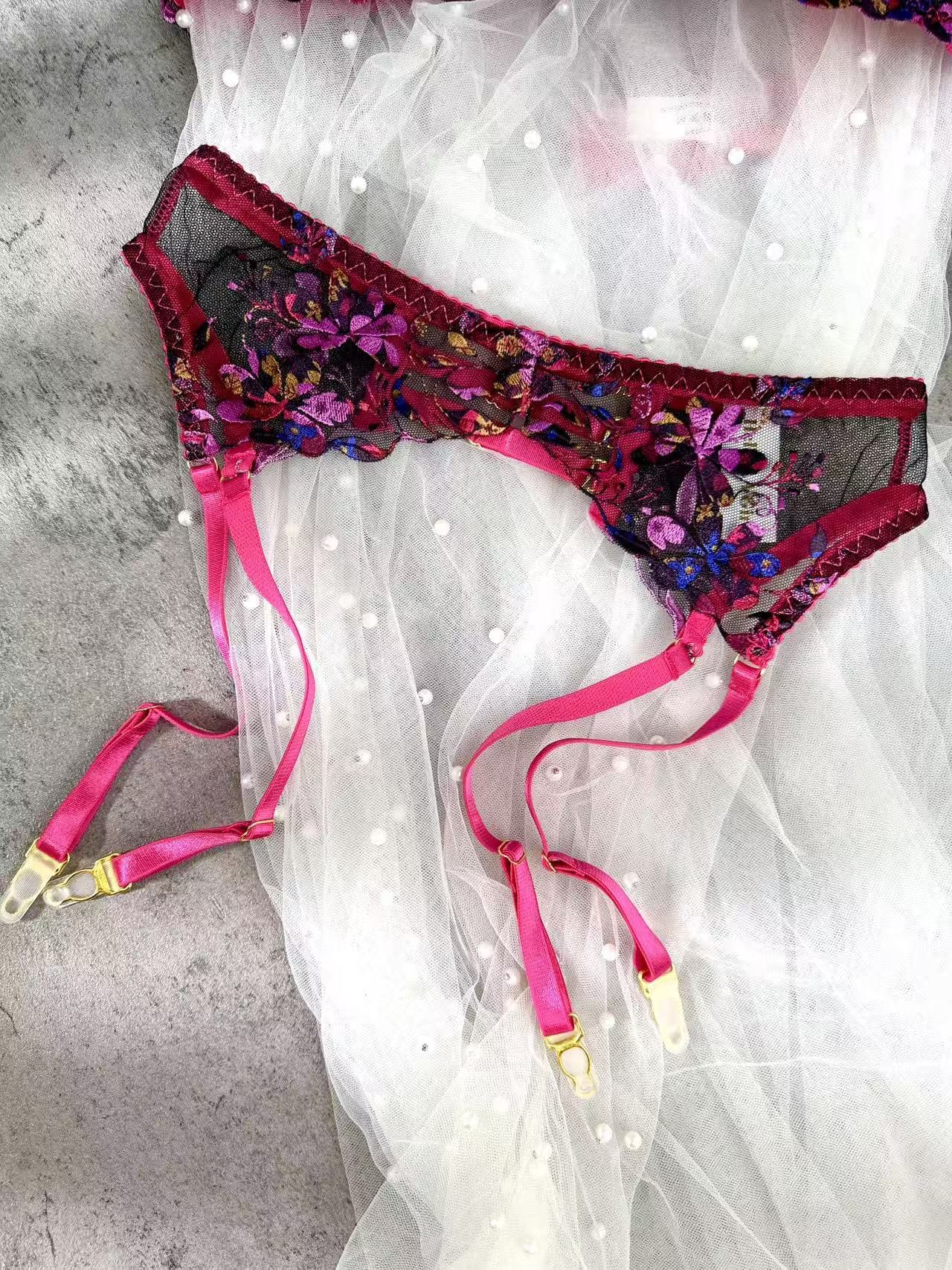 Sophia Vibrant Floral Embroidered Lingerie Set - Image 8