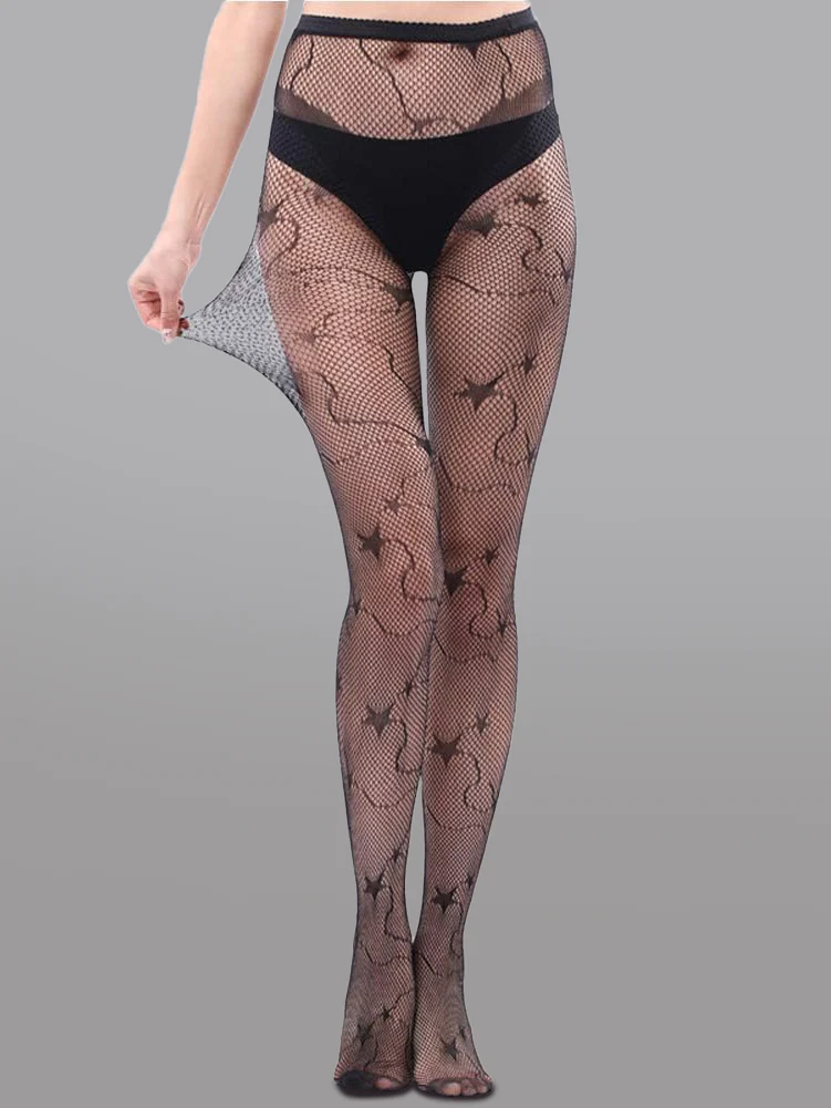 Star-Decorated Mesh Tights - Image 4